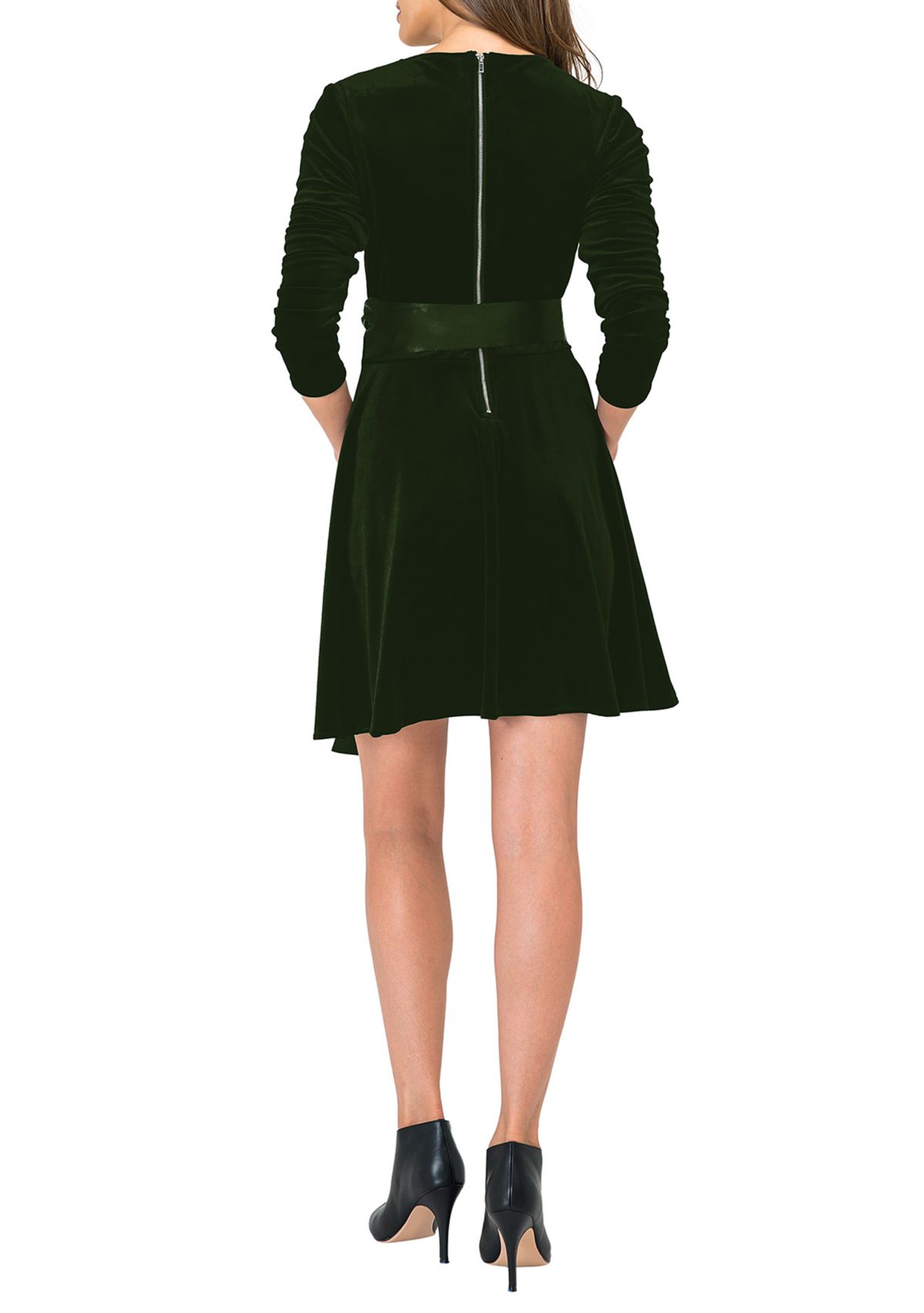 Stretch Satin Belt Aline Dress