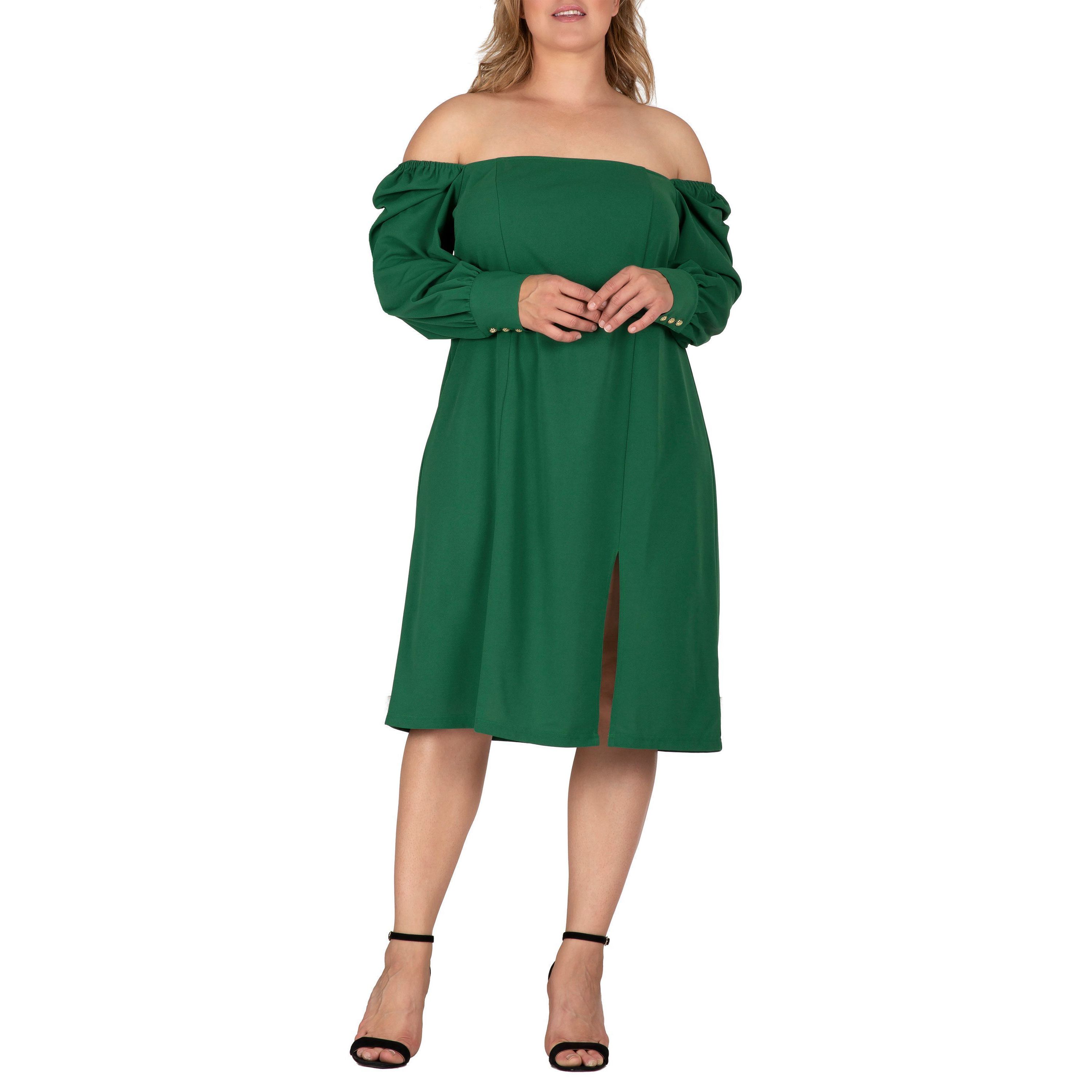 Square-Neck Off Shoulder Elegant Midi Dress