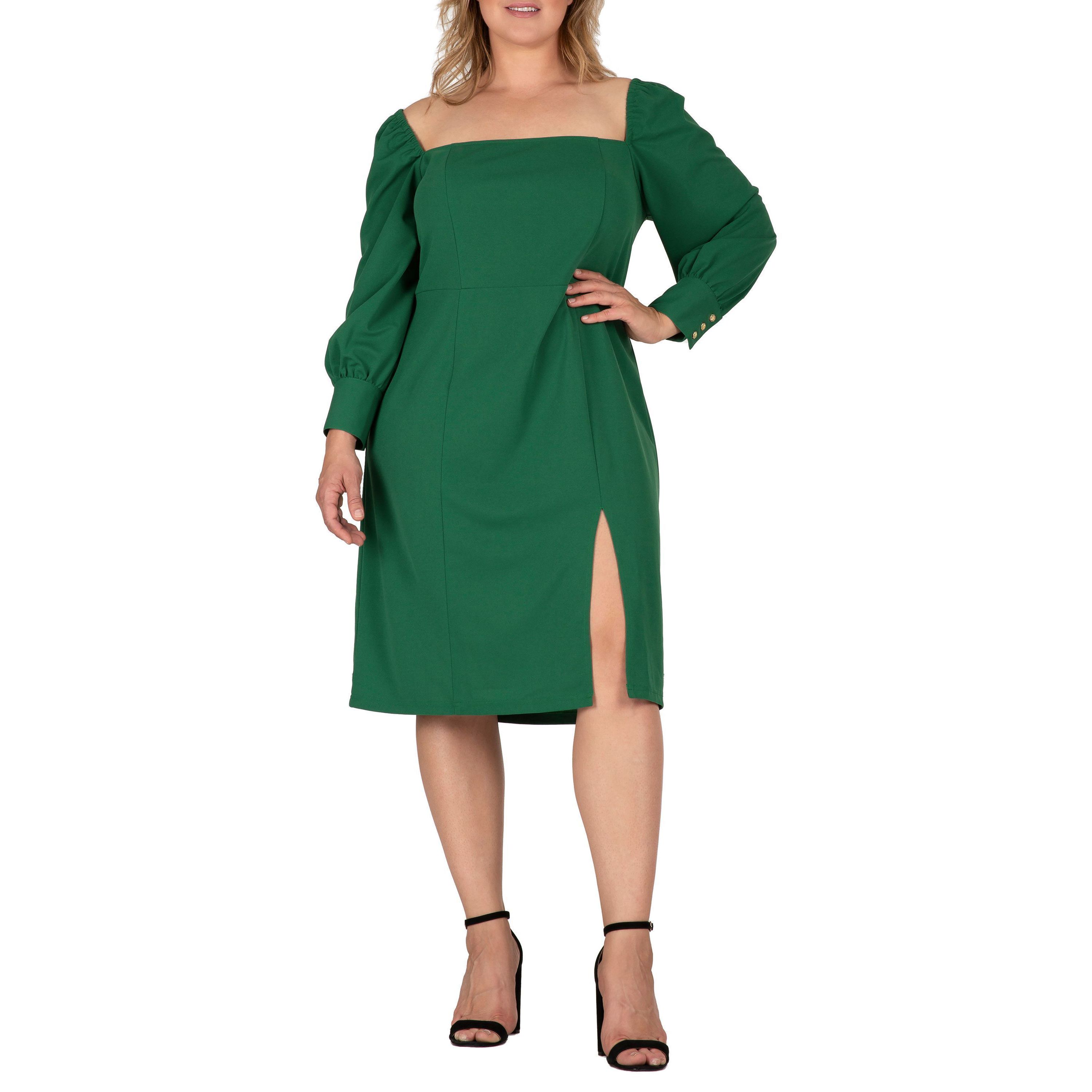 Square-Neck Off Shoulder Elegant Midi Dress