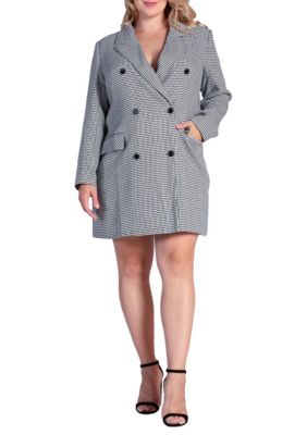 Standards and Practices Women’s Plus Size Houndstooth Double-Breasted Mini Blazer Dress