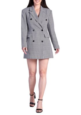 Standards and Practices Women’s Houndstooth Double-Breasted Mini Blazer Dress, Large