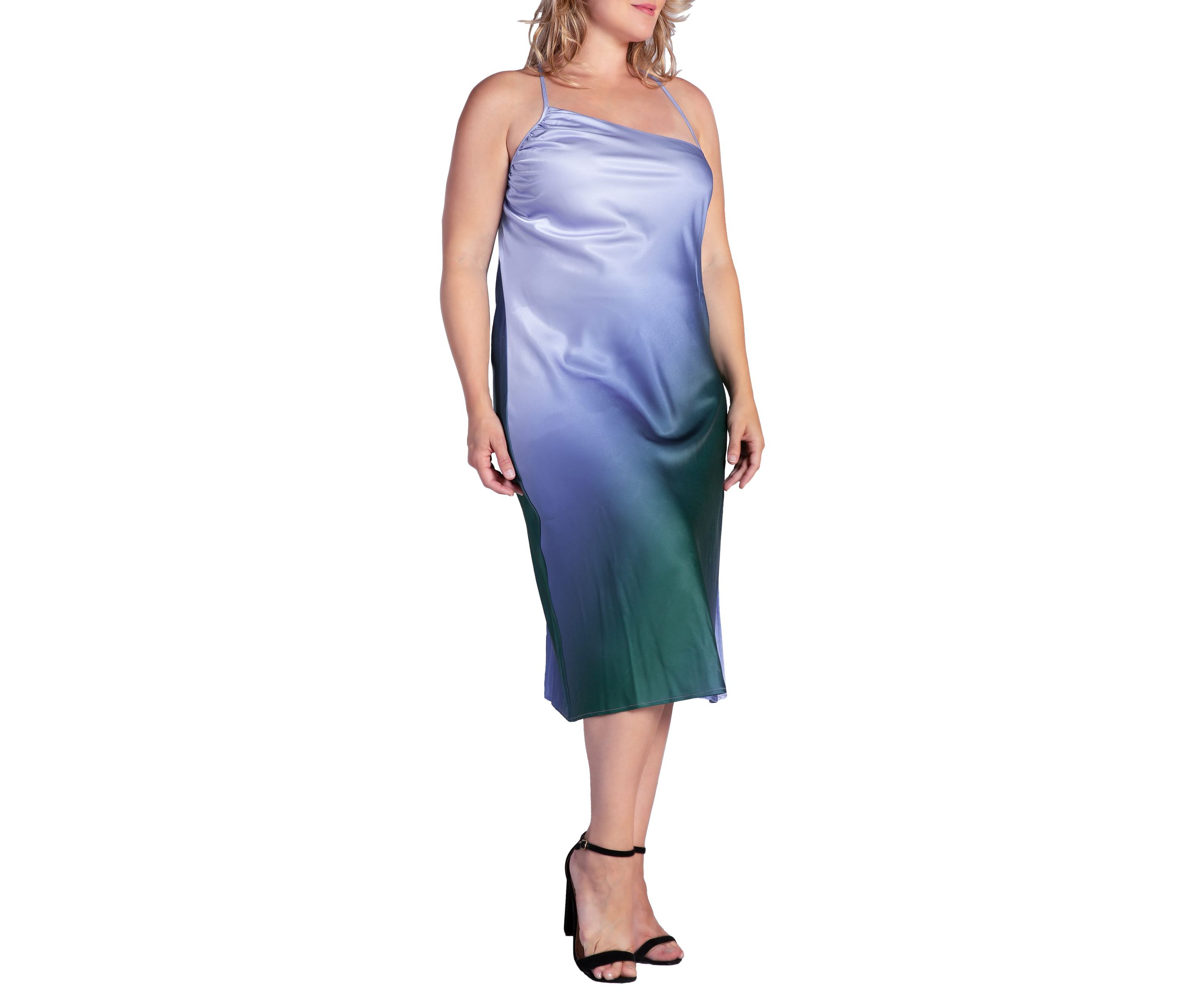 Standards and Practices Plus Size Ombre Crimson Asymmetric Satin Slip ...