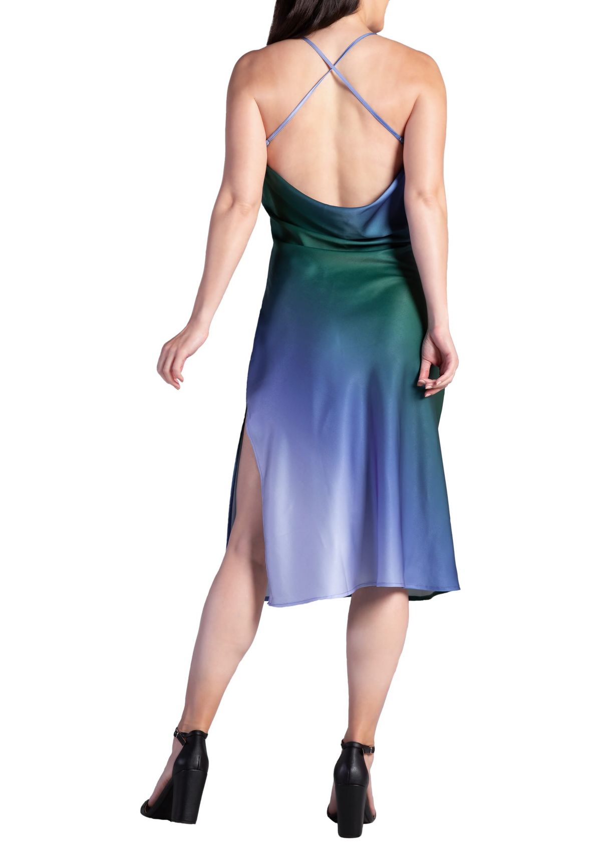 Ombre Crimson Asymmetric Satin Slip Dress