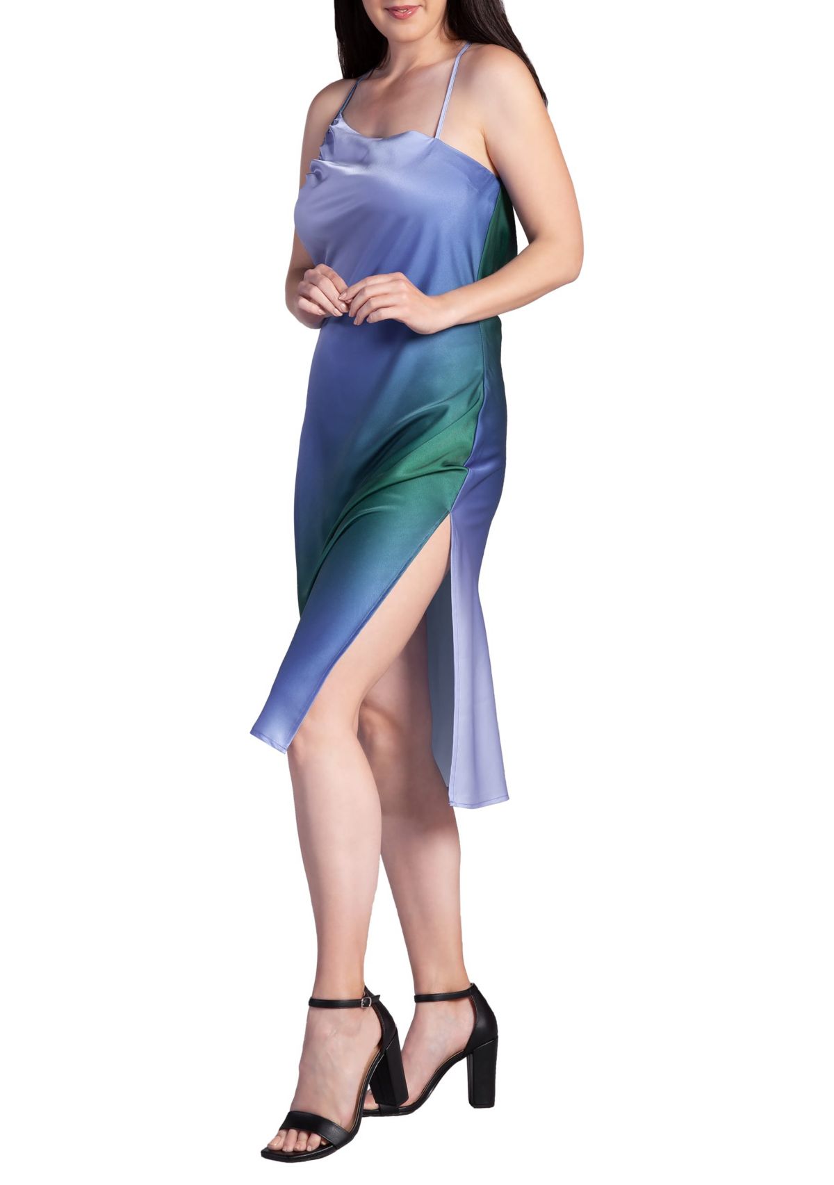 Ombre Crimson Asymmetric Satin Slip Dress