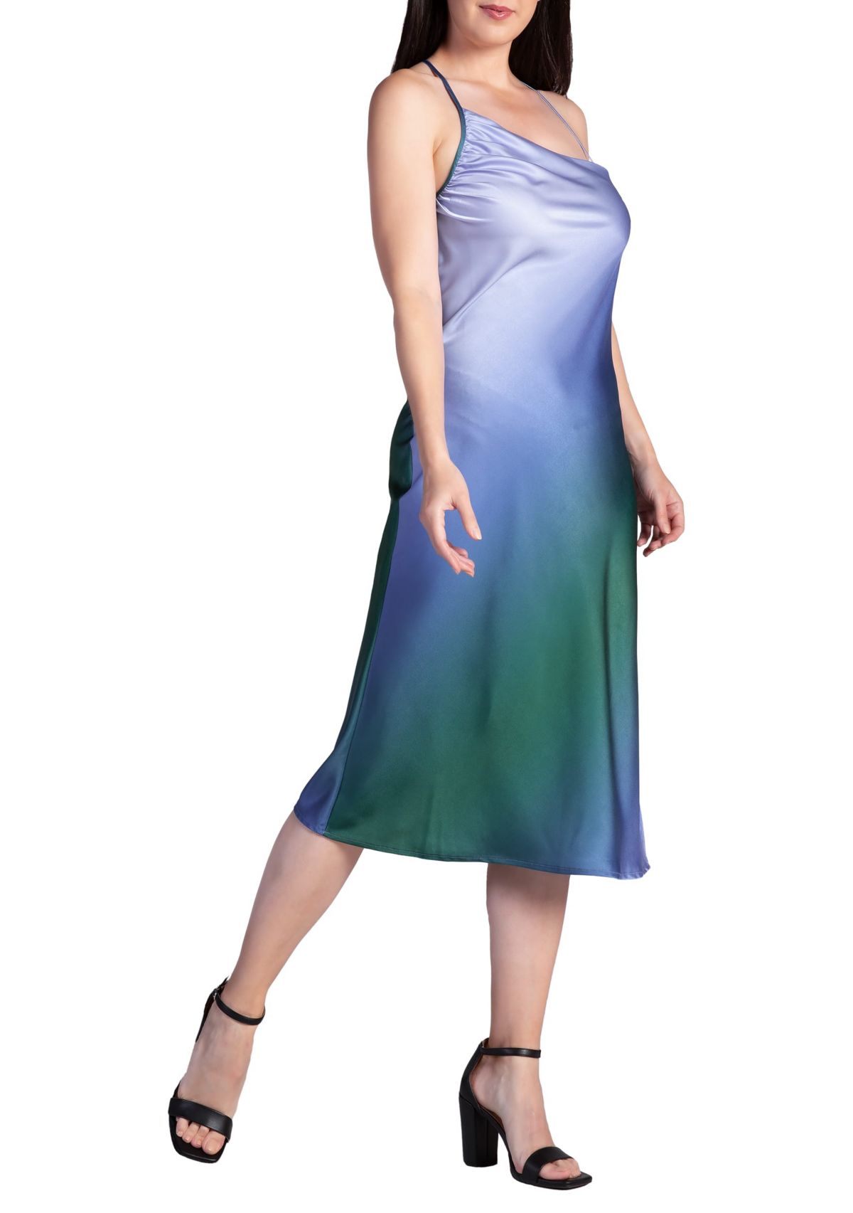 Ombre Crimson Asymmetric Satin Slip Dress