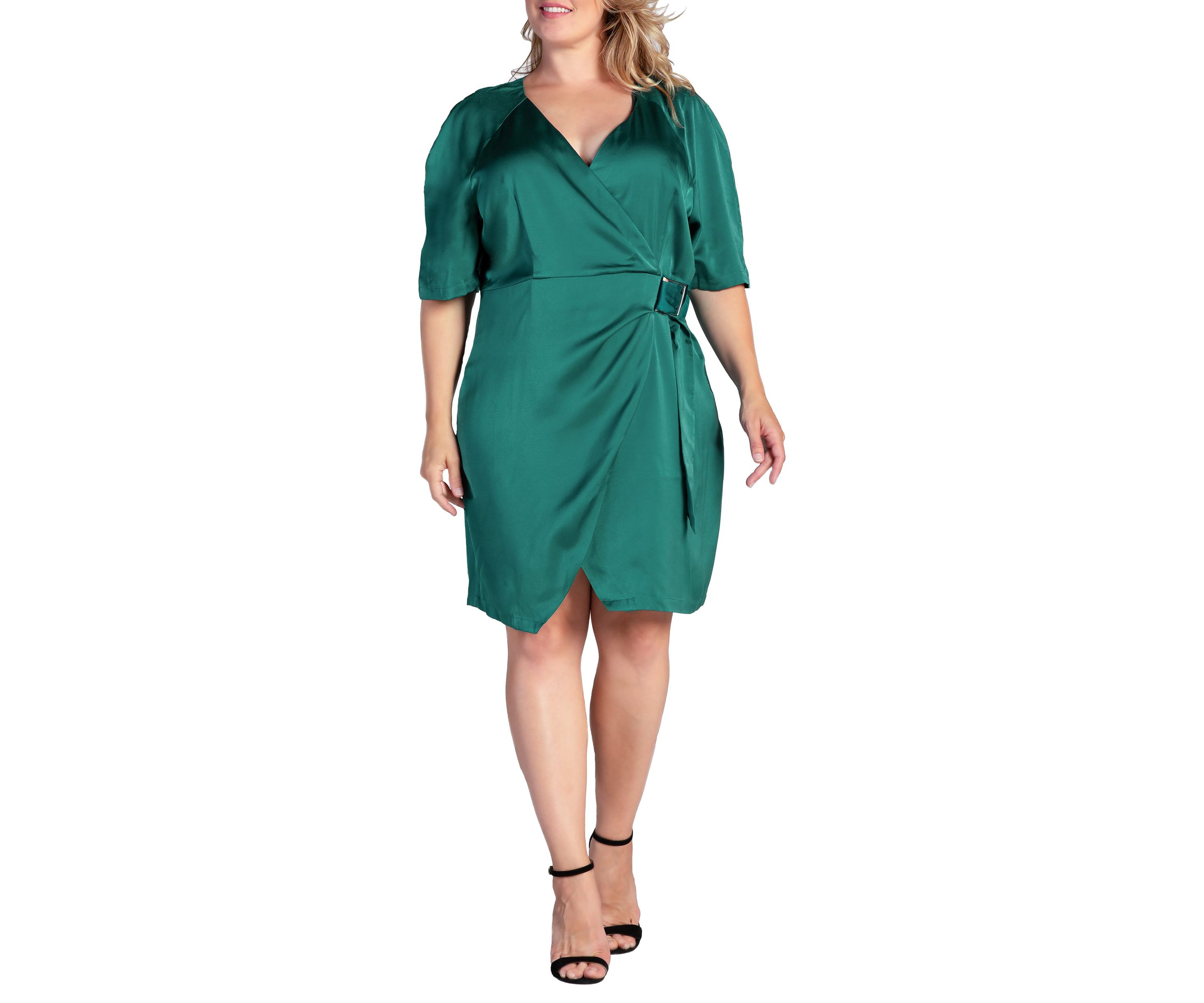 Plus Size Wrap Midi Dress With Belt