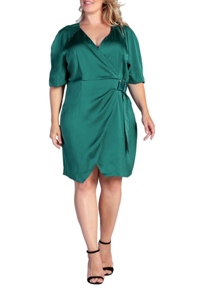 Plus Size Wrap Midi Dress With Belt