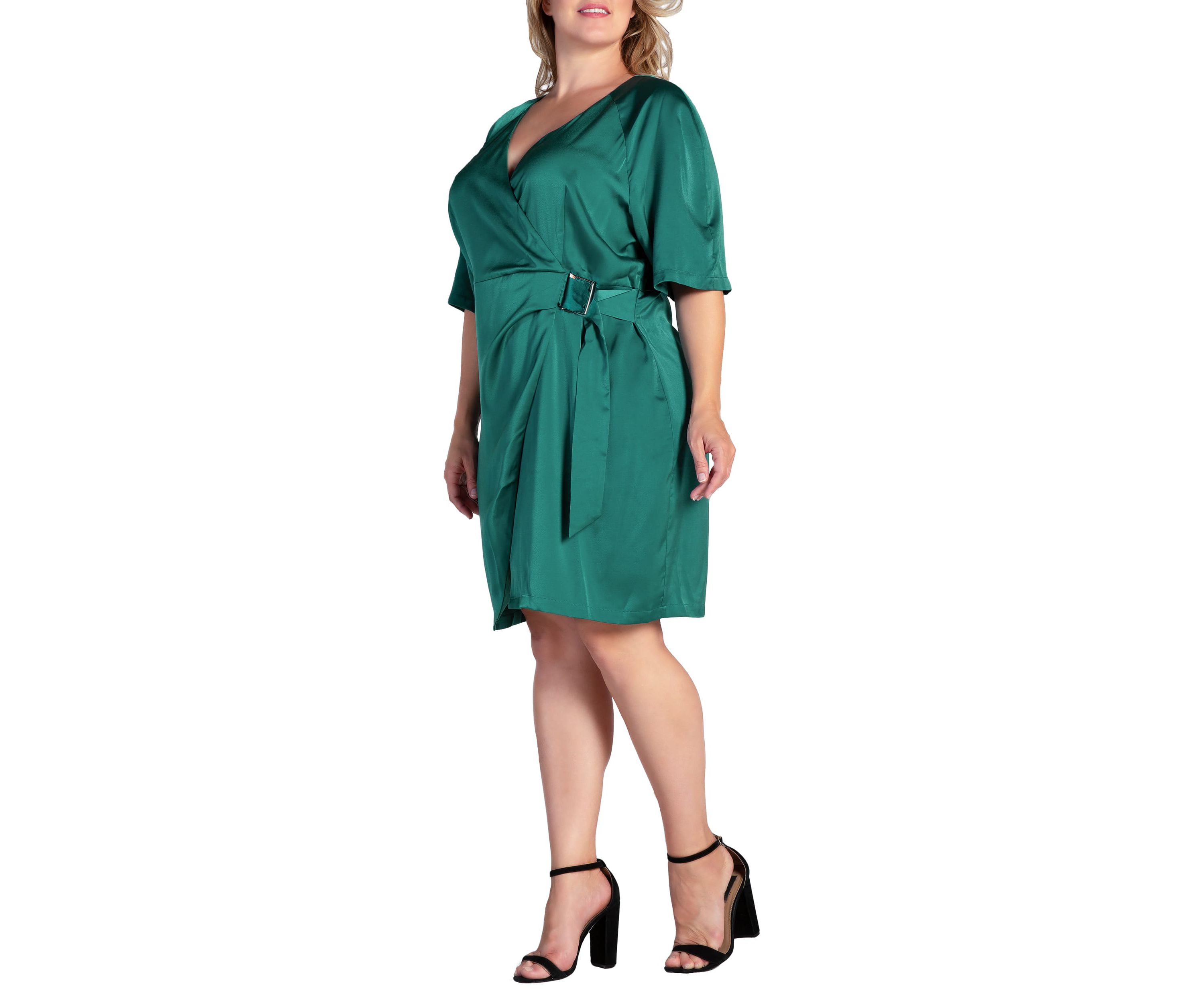 Plus Size Wrap Midi Dress With Belt