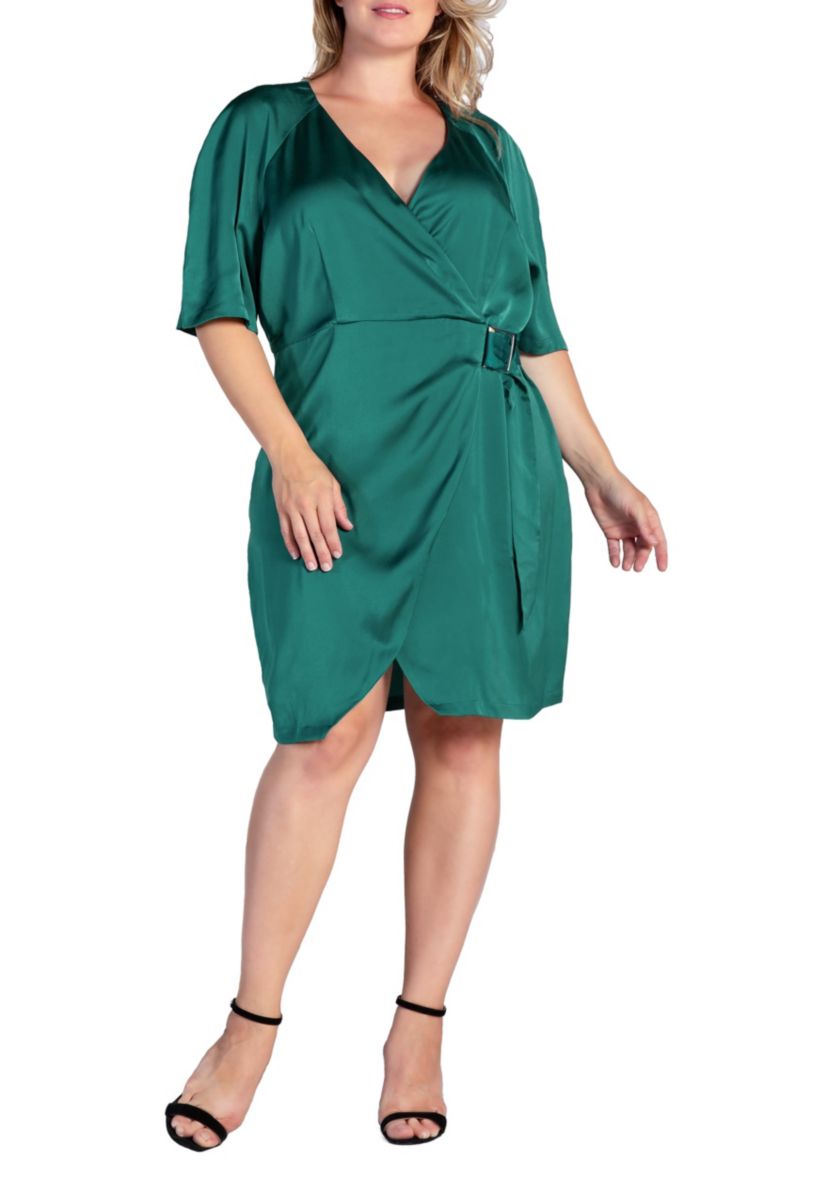 Plus Size Wrap Midi Dress With Belt