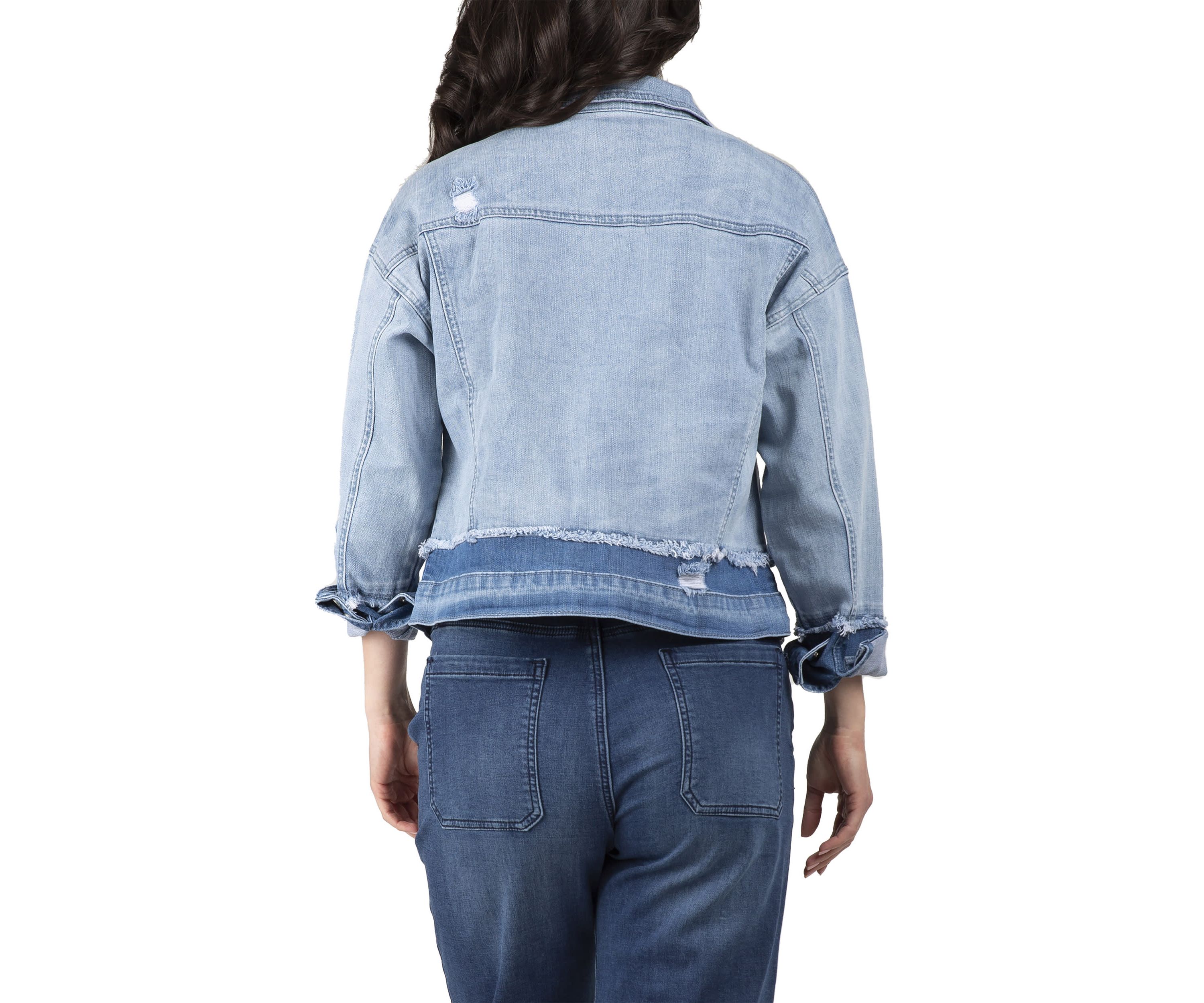 Two-Tone Refurbished Trucker Jacket with Detachable Sherpa Collar