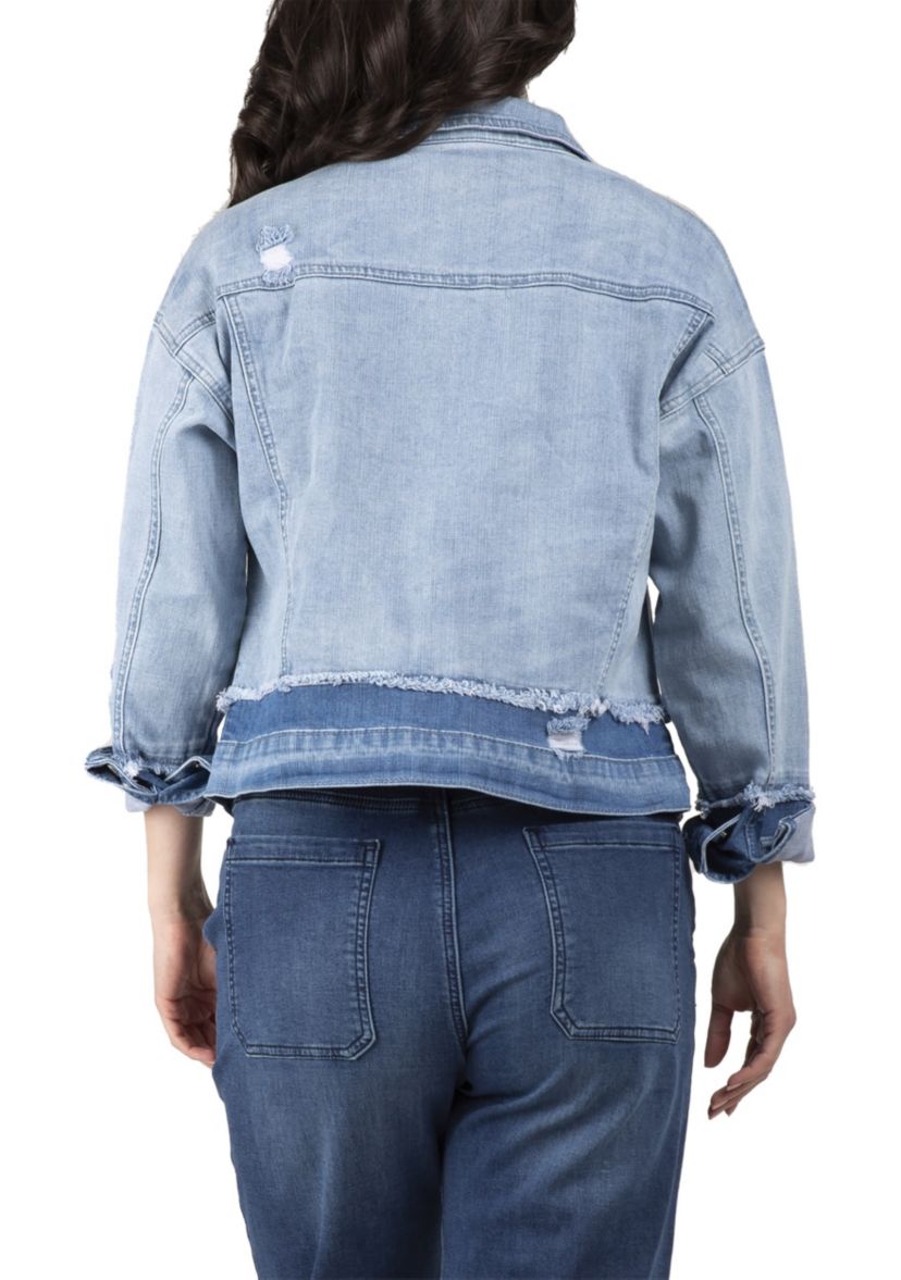 Two-Tone Refurbished Trucker Jacket with Detachable Sherpa Collar