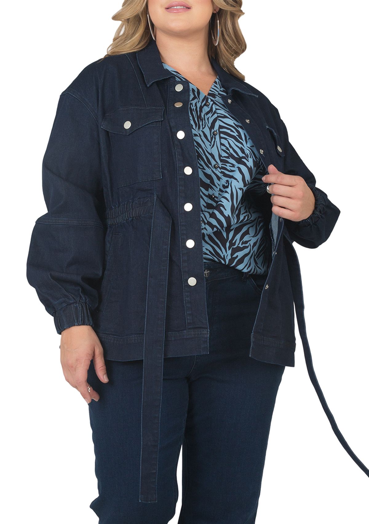 Plus Size Mimi Denim Utility Anorak Jacket 
