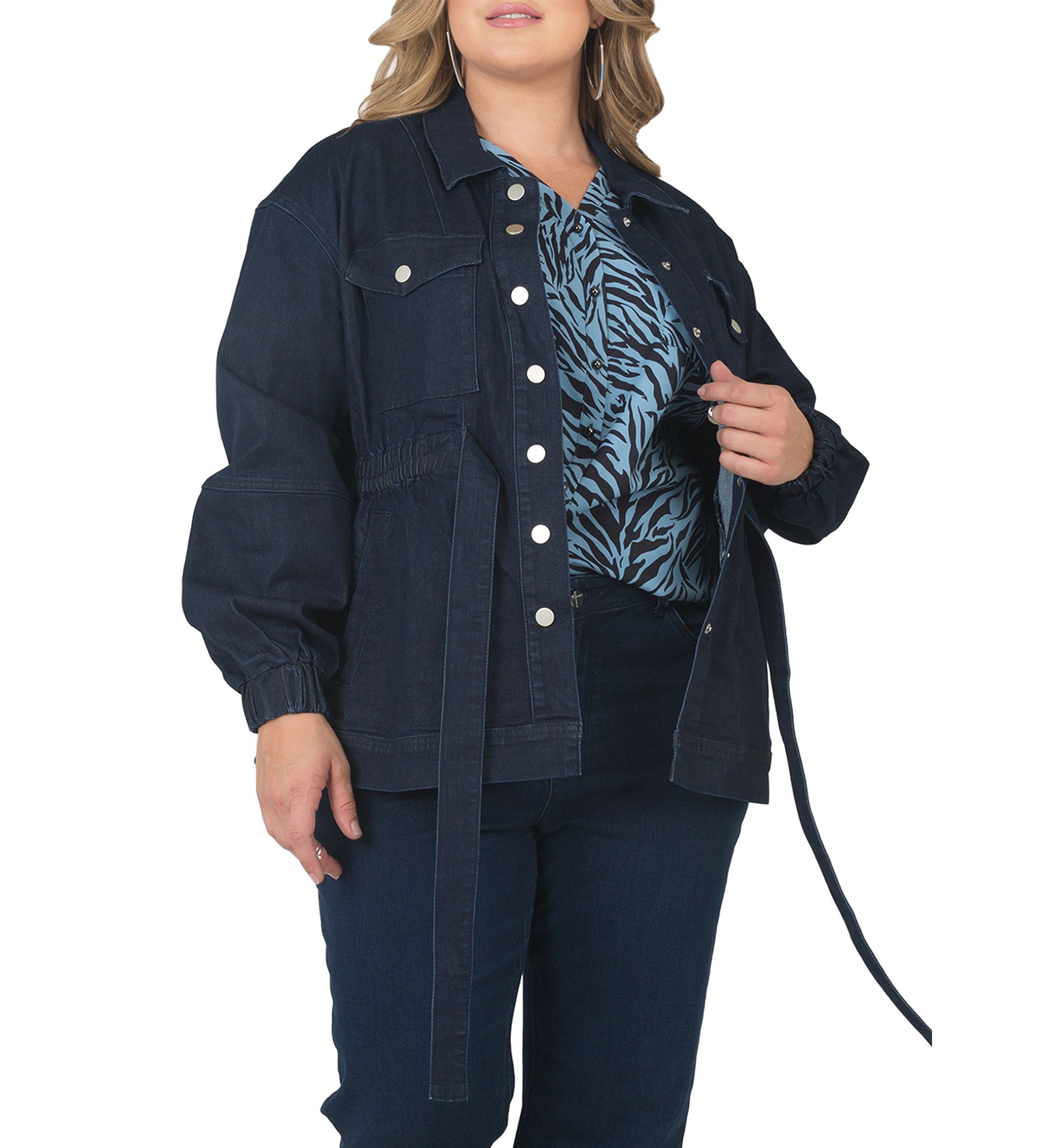 Plus Size Mimi Denim Utility Anorak Jacket 