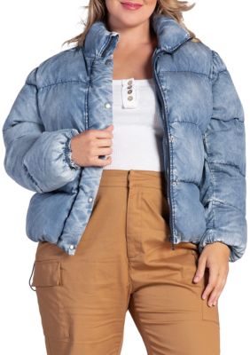 Standards and Practices Women's Plus Size Indigo Tencel Puffer Jacket, 2X