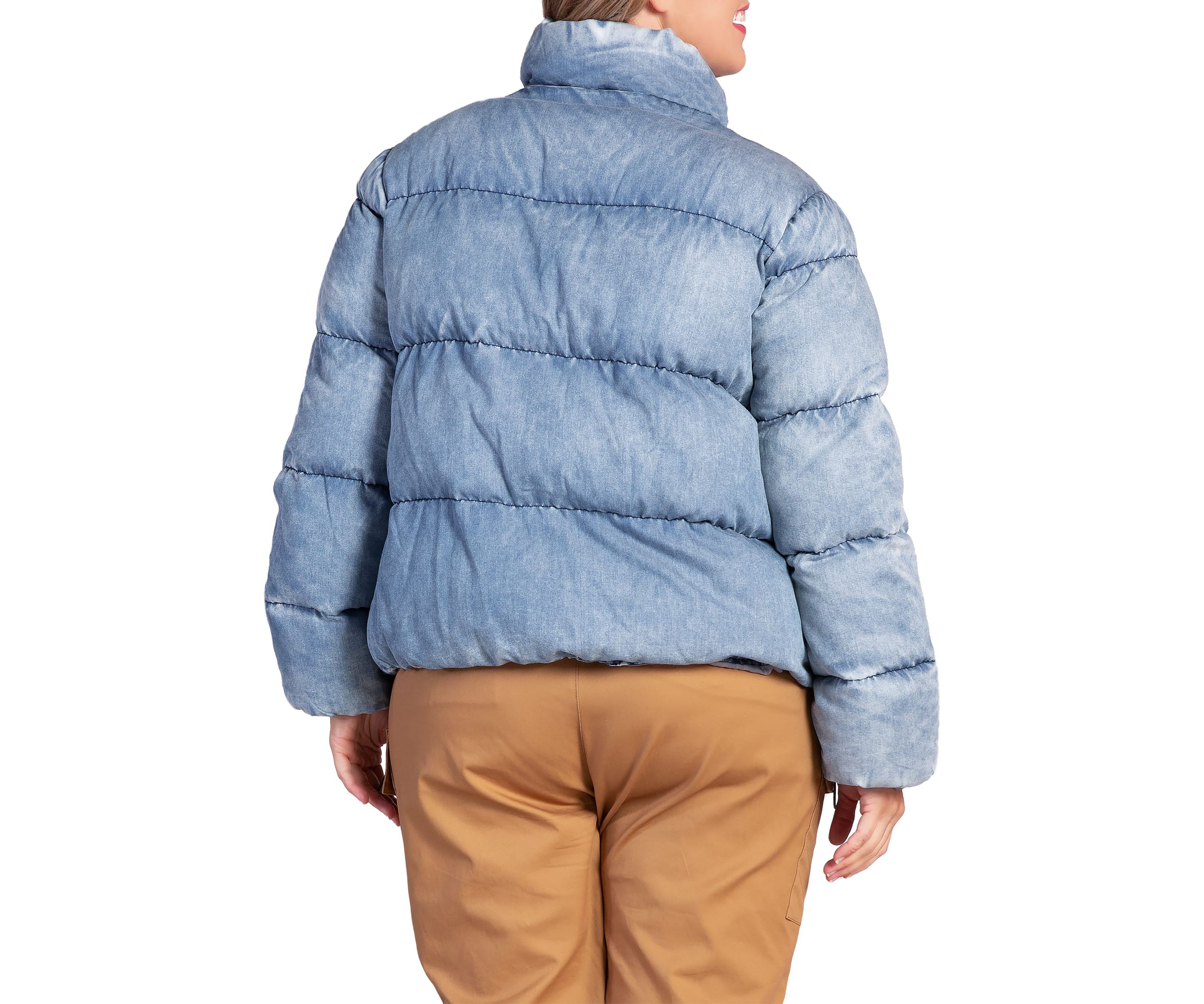 Plus Size  Indigo Tencel Puffer Jacket