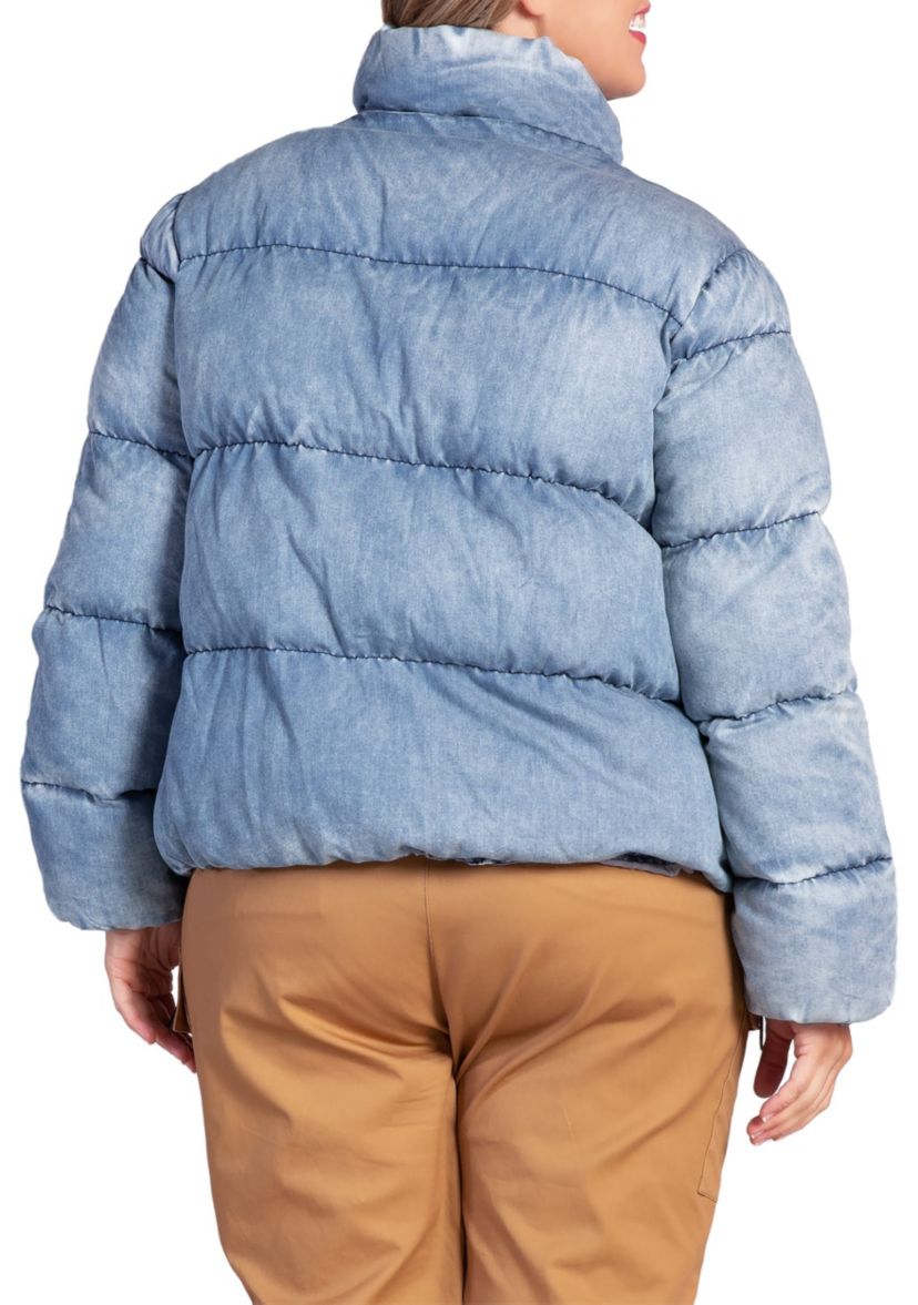 Plus Size  Indigo Tencel Puffer Jacket