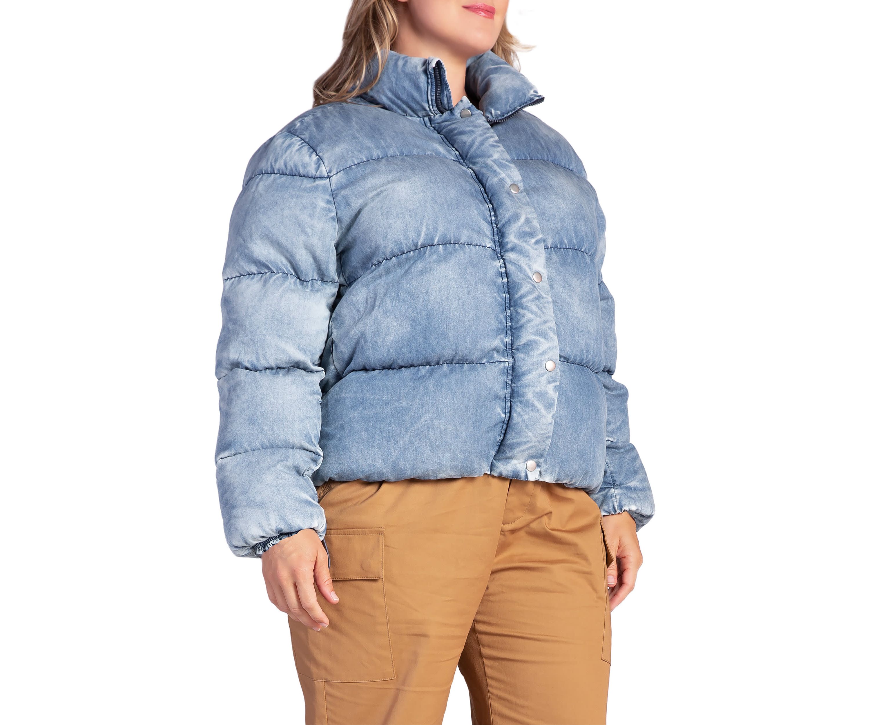 Plus Size  Indigo Tencel Puffer Jacket