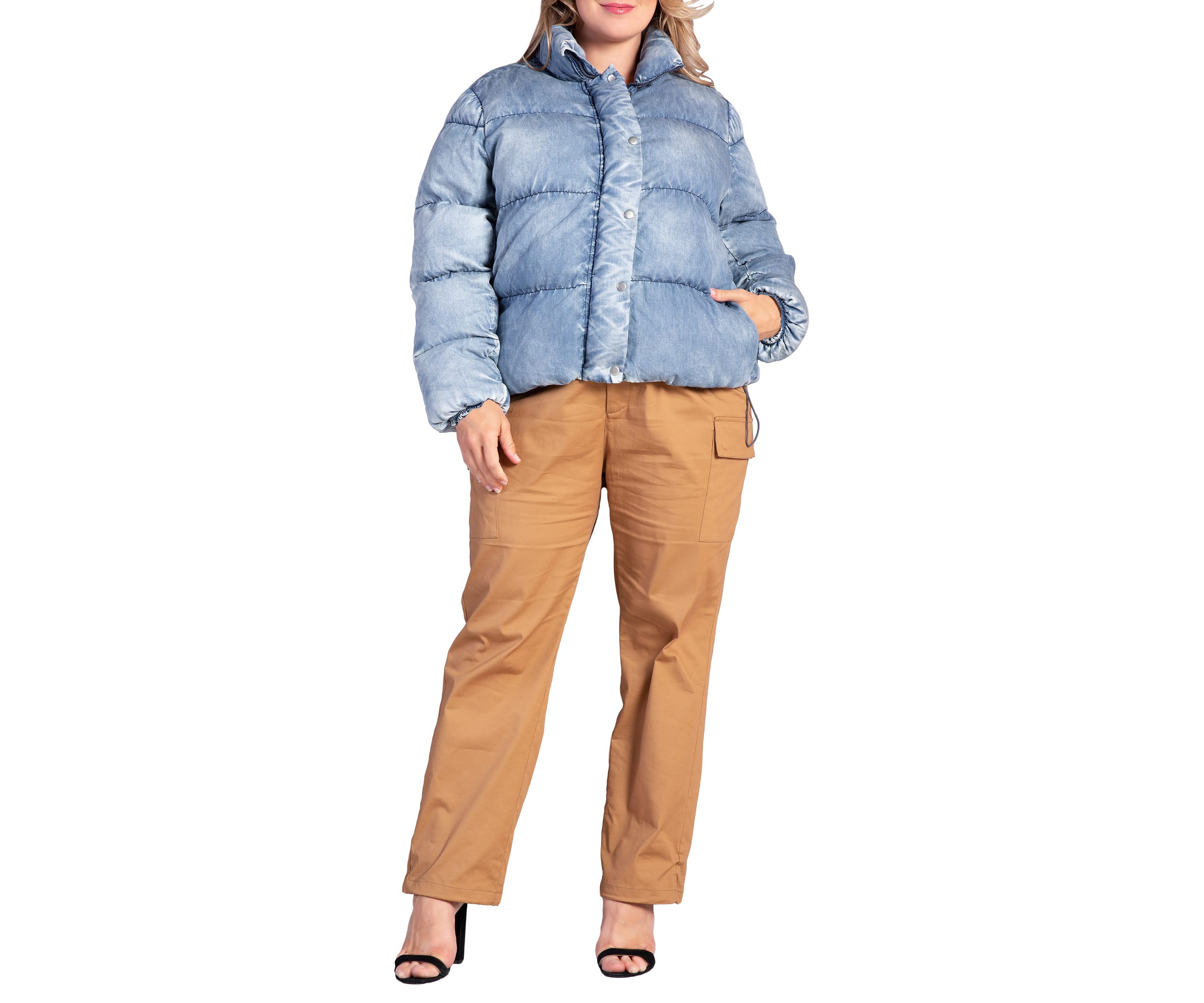 Plus Size  Indigo Tencel Puffer Jacket