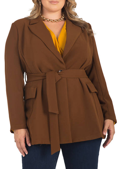 Standards and Practices Plus Size Crepe Gina Solid Wrap Blazer | belk