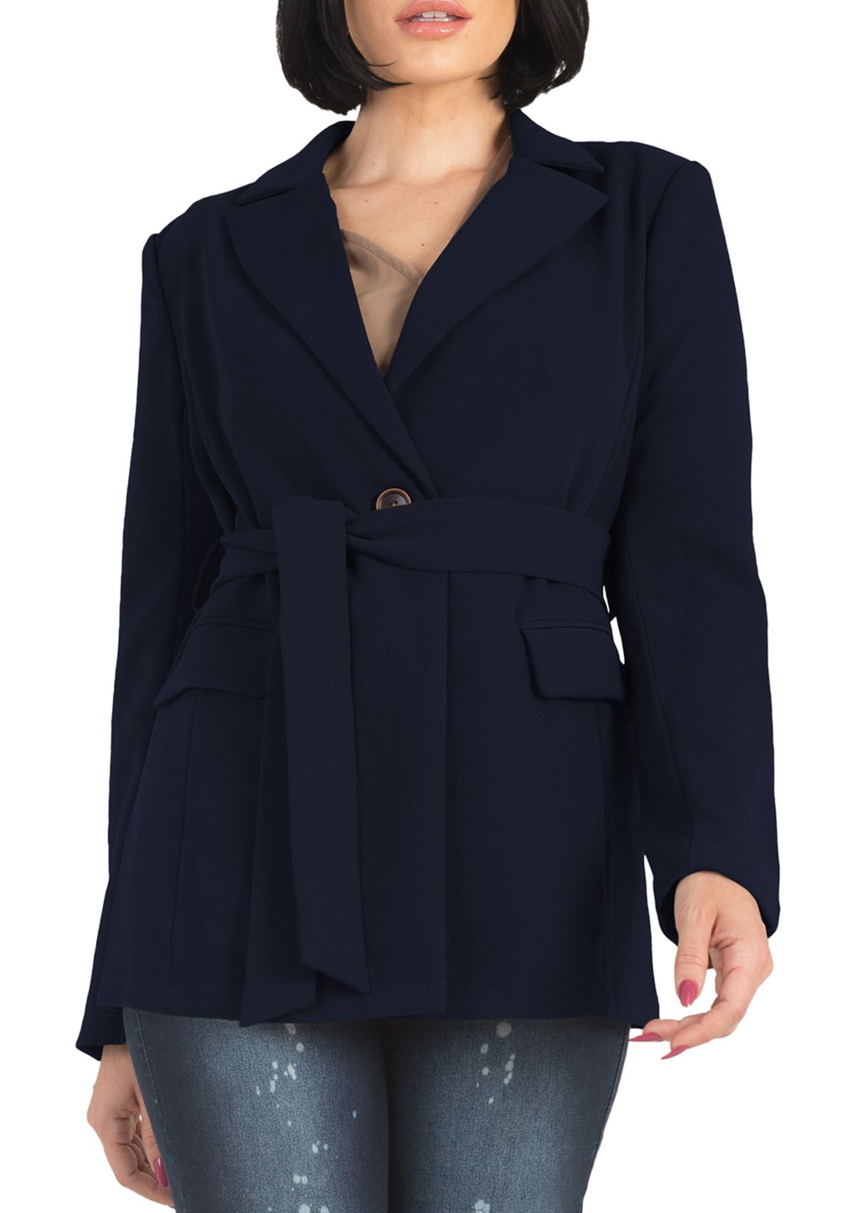Womens Crepe Gina Solid Wrap Blazer