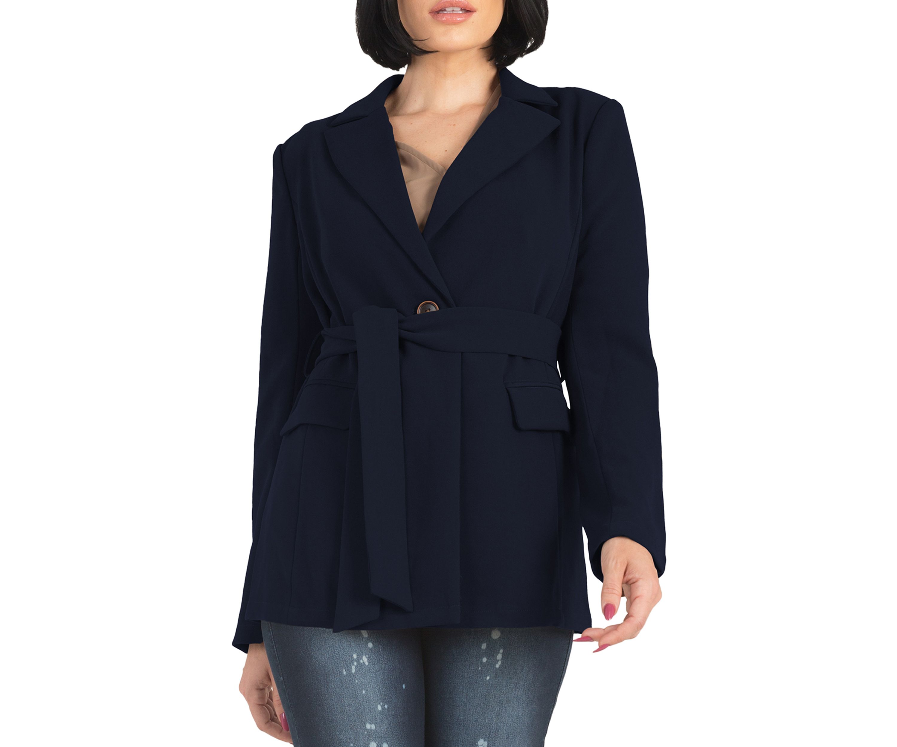 Womens Crepe Gina Solid Wrap Blazer