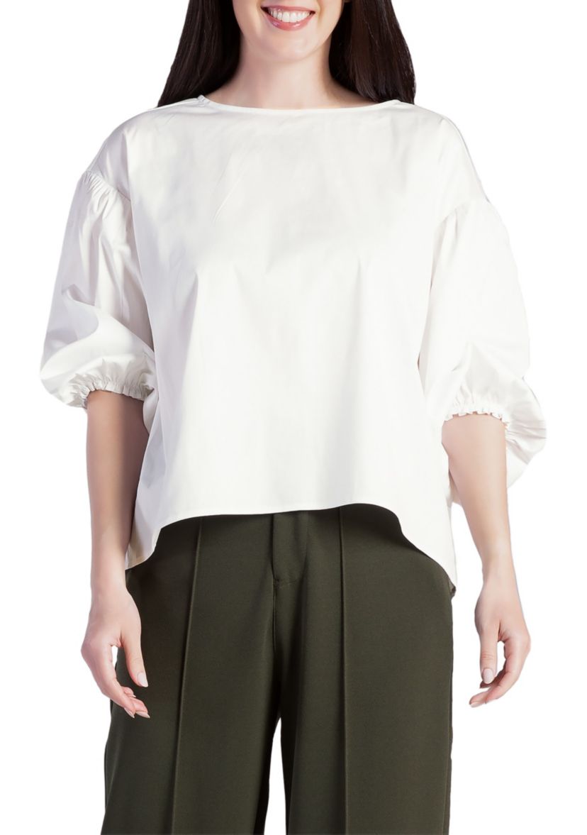 Balloon Sleeve Cotton Chiffon Blouse