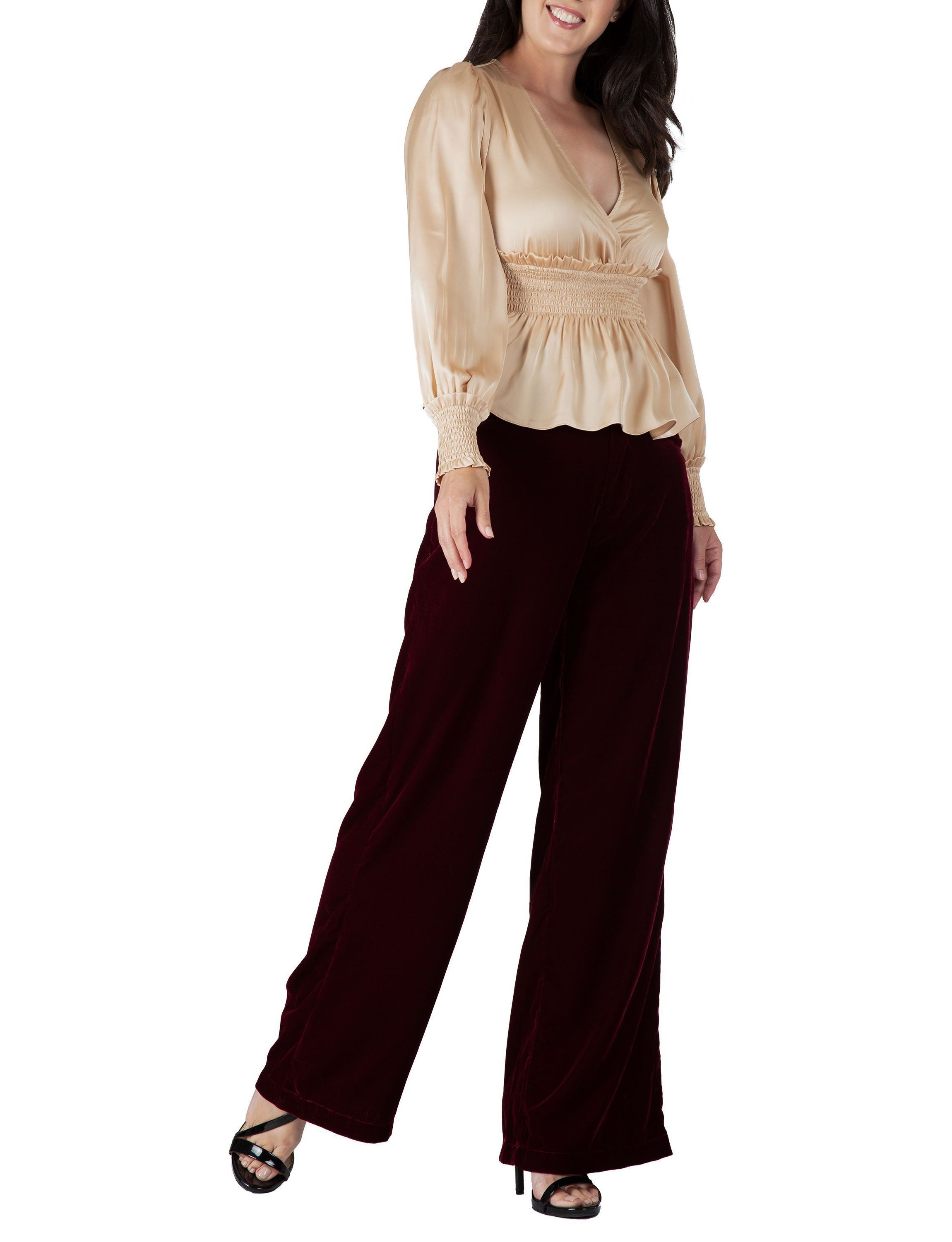 Satin VNeck LS Blouse