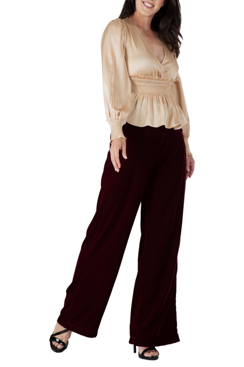 Satin VNeck LS Blouse