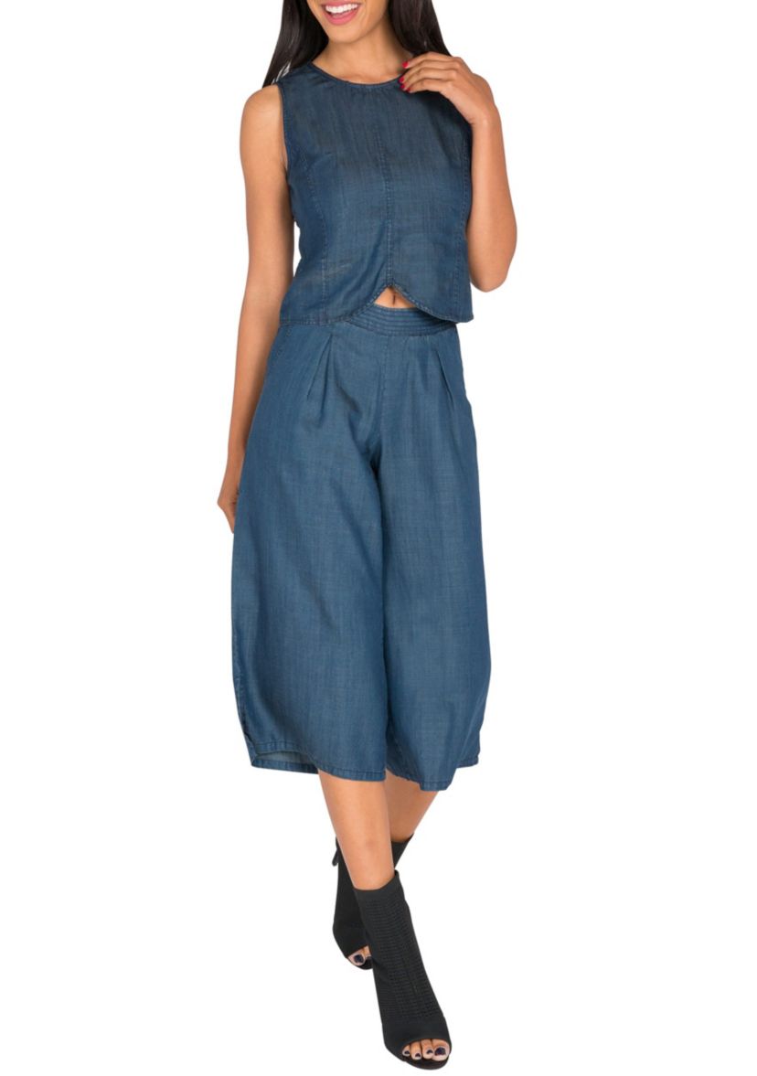 Wide-Leg Cropped Palazzo Pants