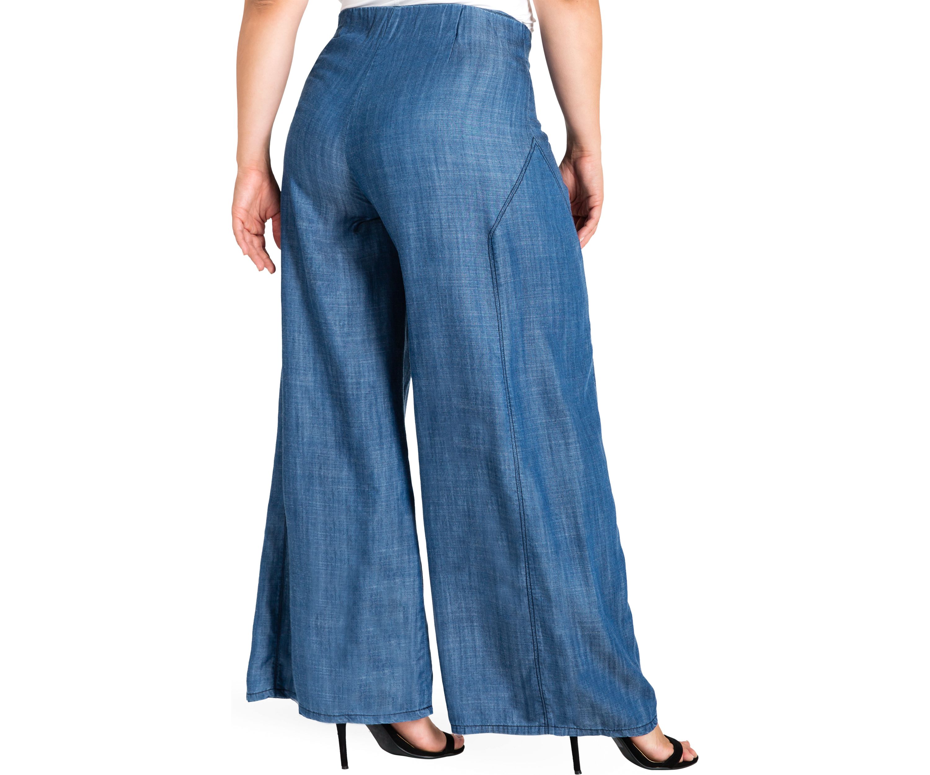 Standards & Practices Plus Size Womens Wide Leg Denim Tencel Palazzo Pants