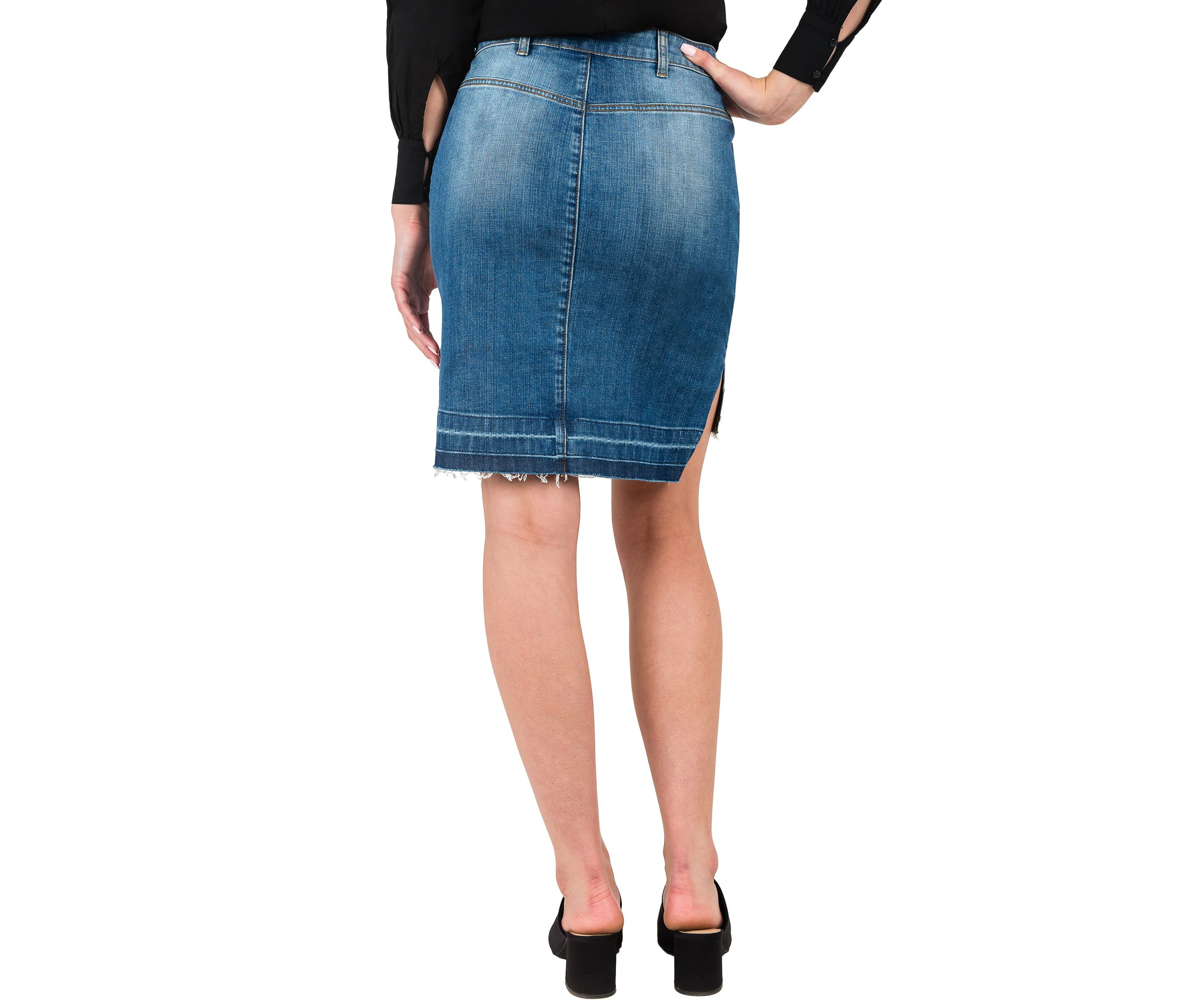 Womens High-Low Released Hem Denim Mini Skirt