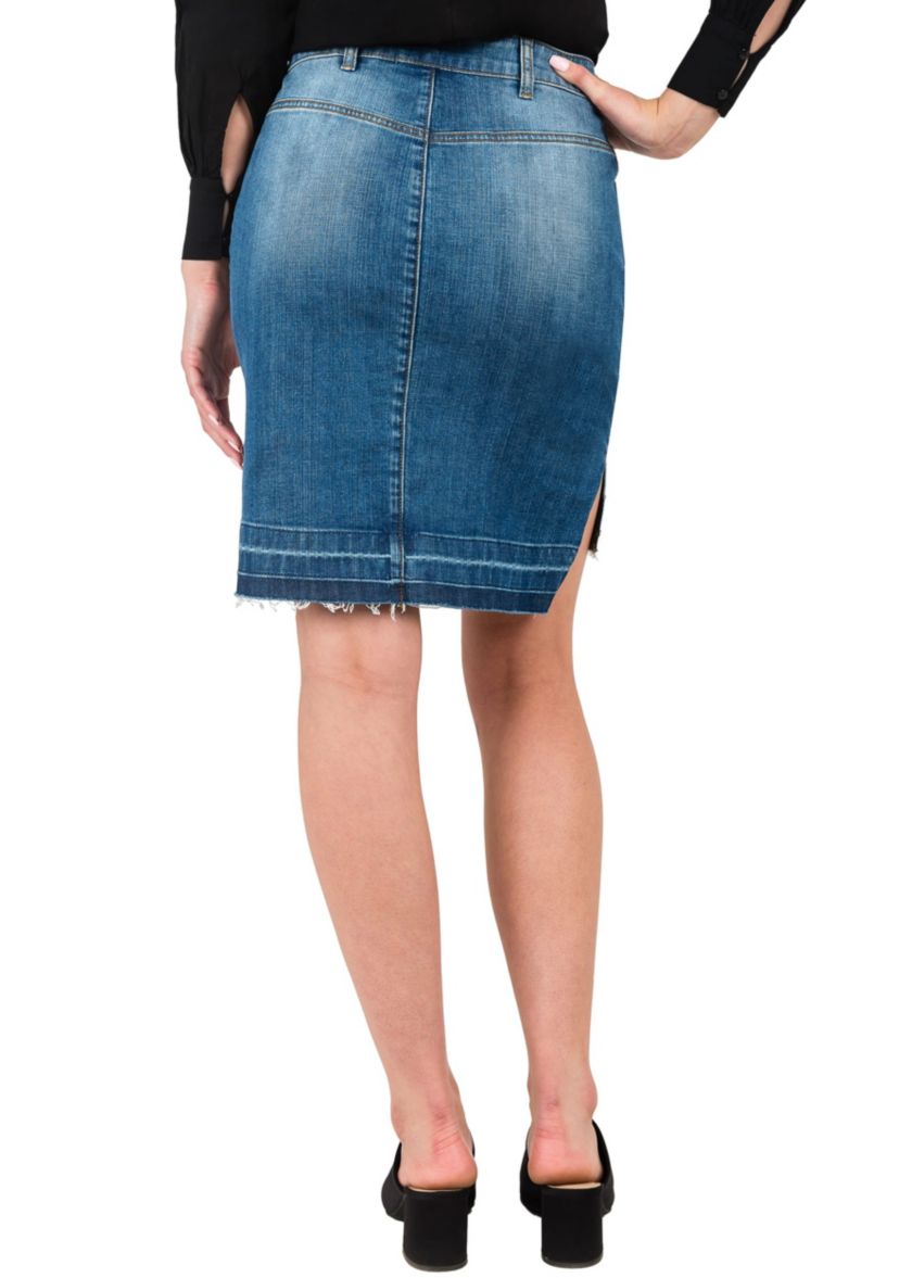 Womens High-Low Released Hem Denim Mini Skirt