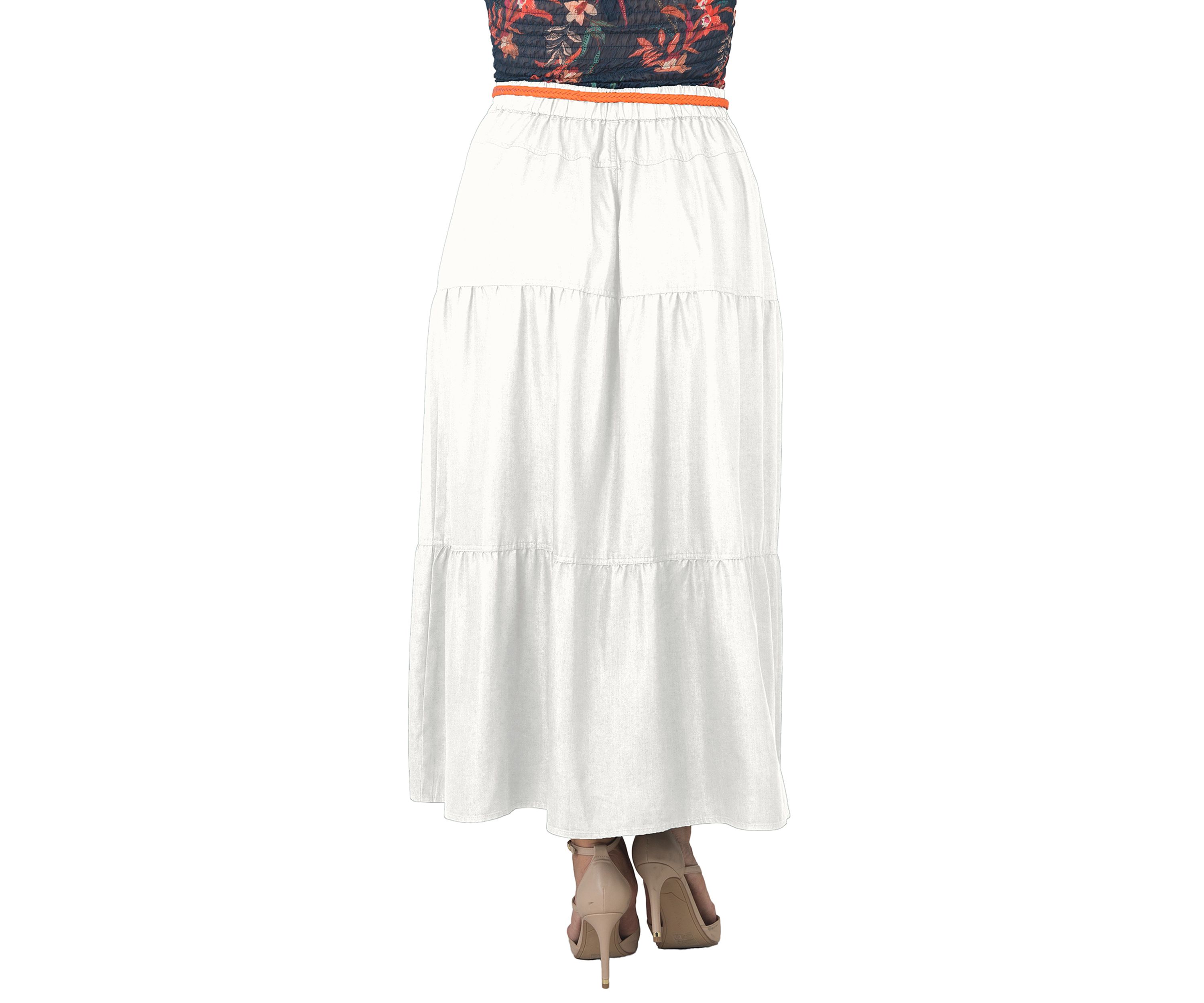 Womens Plus Size Tencel Denim Maxi Peasant Skirt