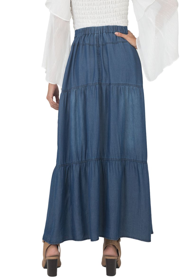 Standards & Practices Womens Tencel Denim Maxi Peasant Skirt