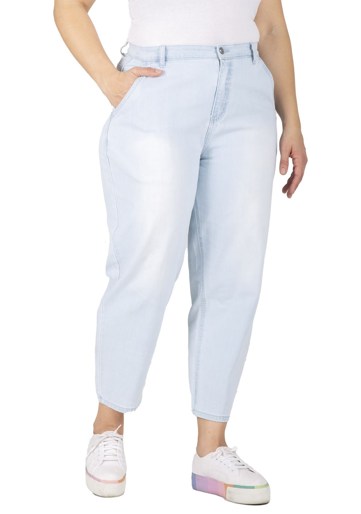 Plus Size High Rise Cropped Ankle Jeans