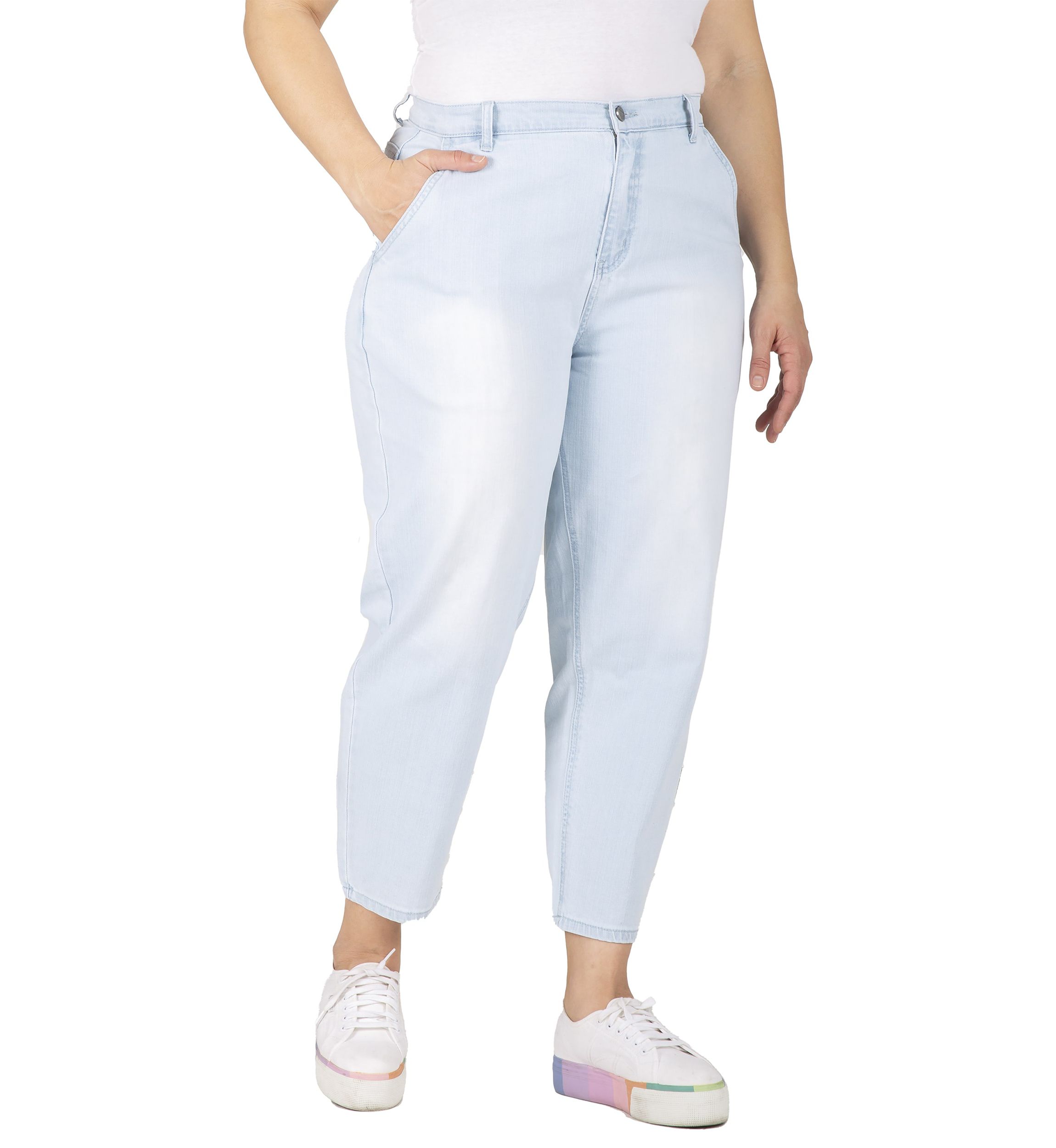 Plus Size High Rise Cropped Ankle Jeans