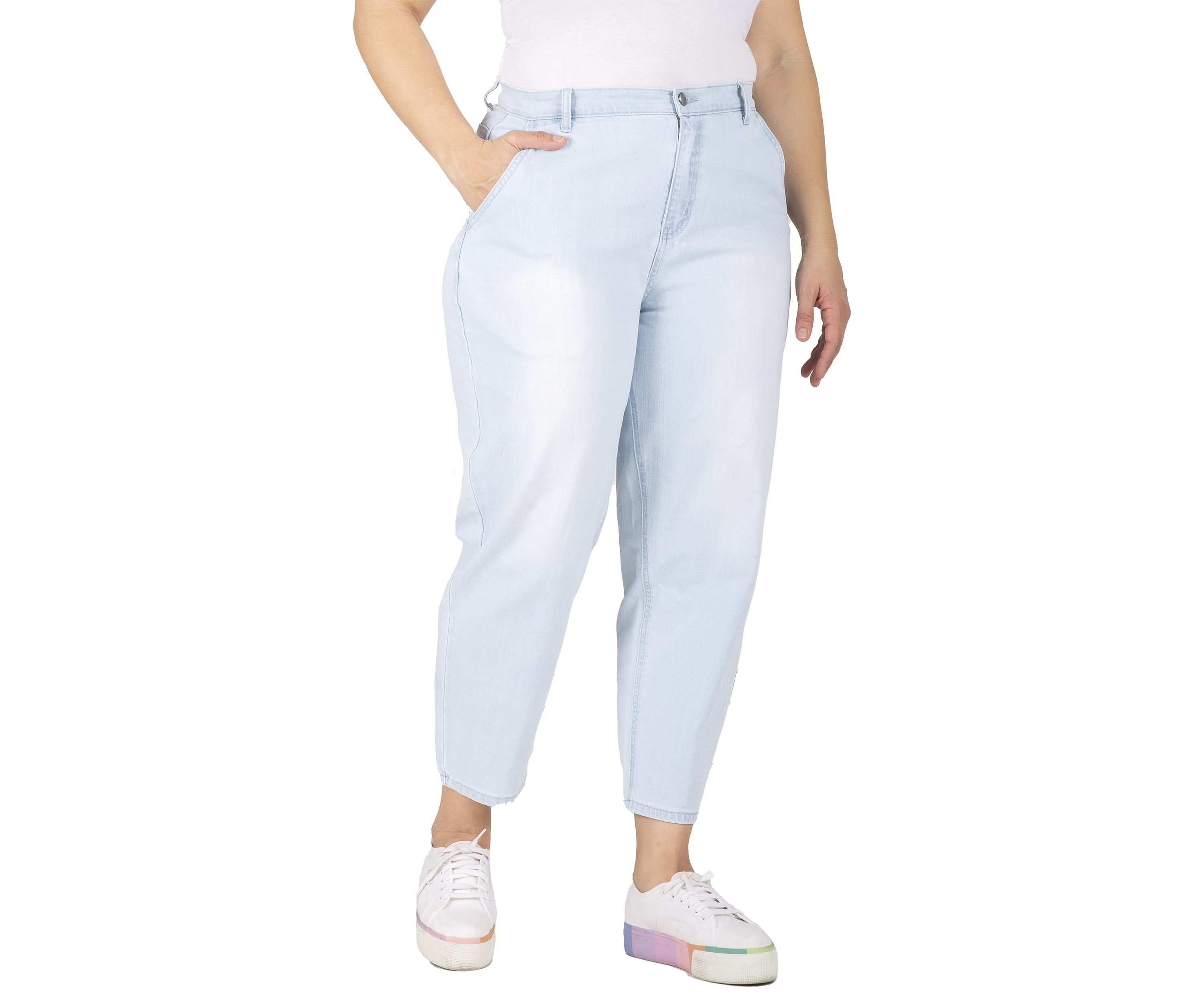 Plus Size High Rise Cropped Ankle Jeans