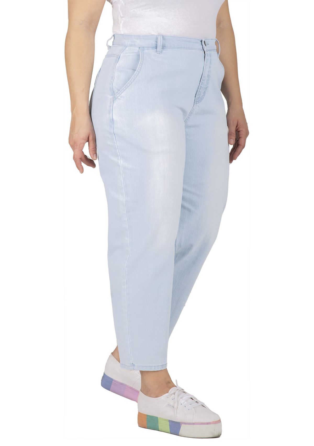 Plus Size High Rise Cropped Ankle Jeans