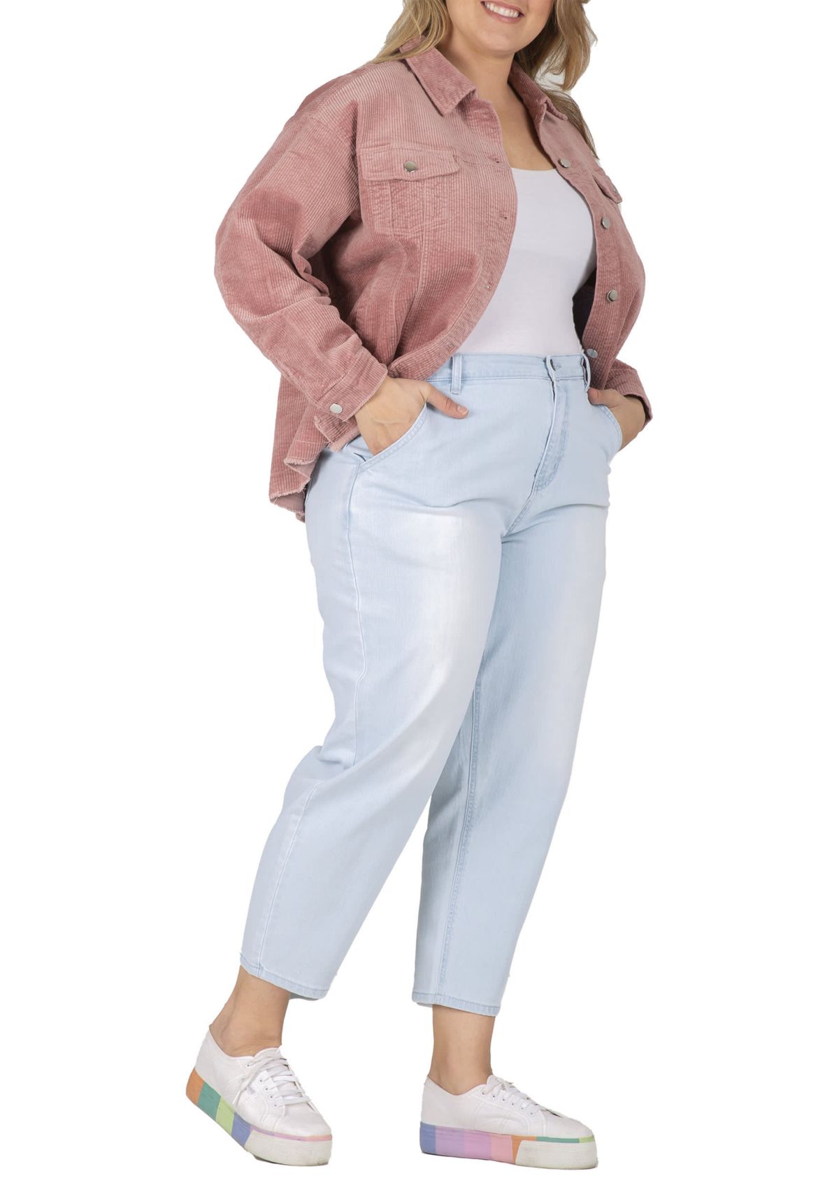 Plus Size High Rise Cropped Ankle Jeans