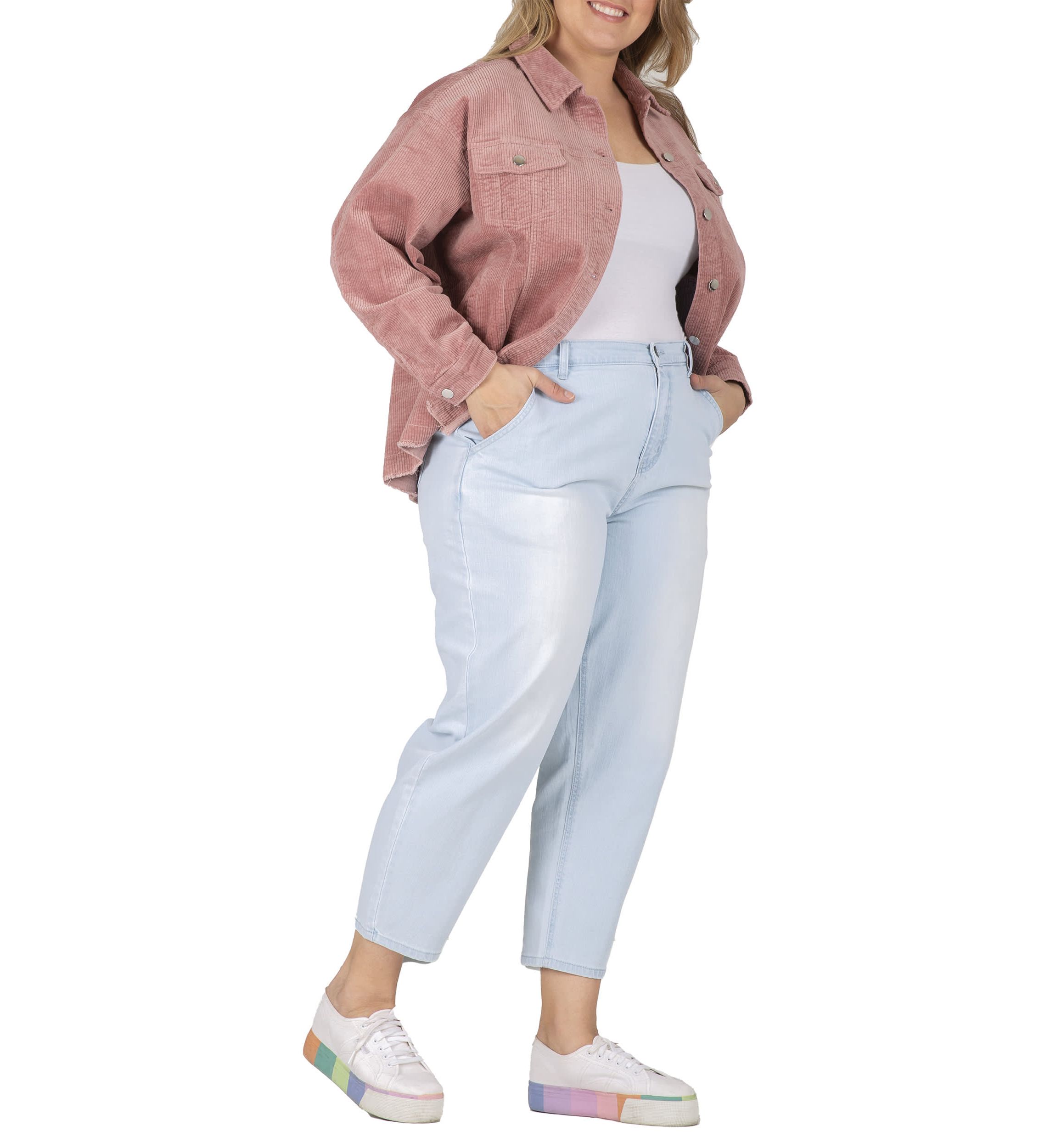 Plus Size High Rise Cropped Ankle Jeans