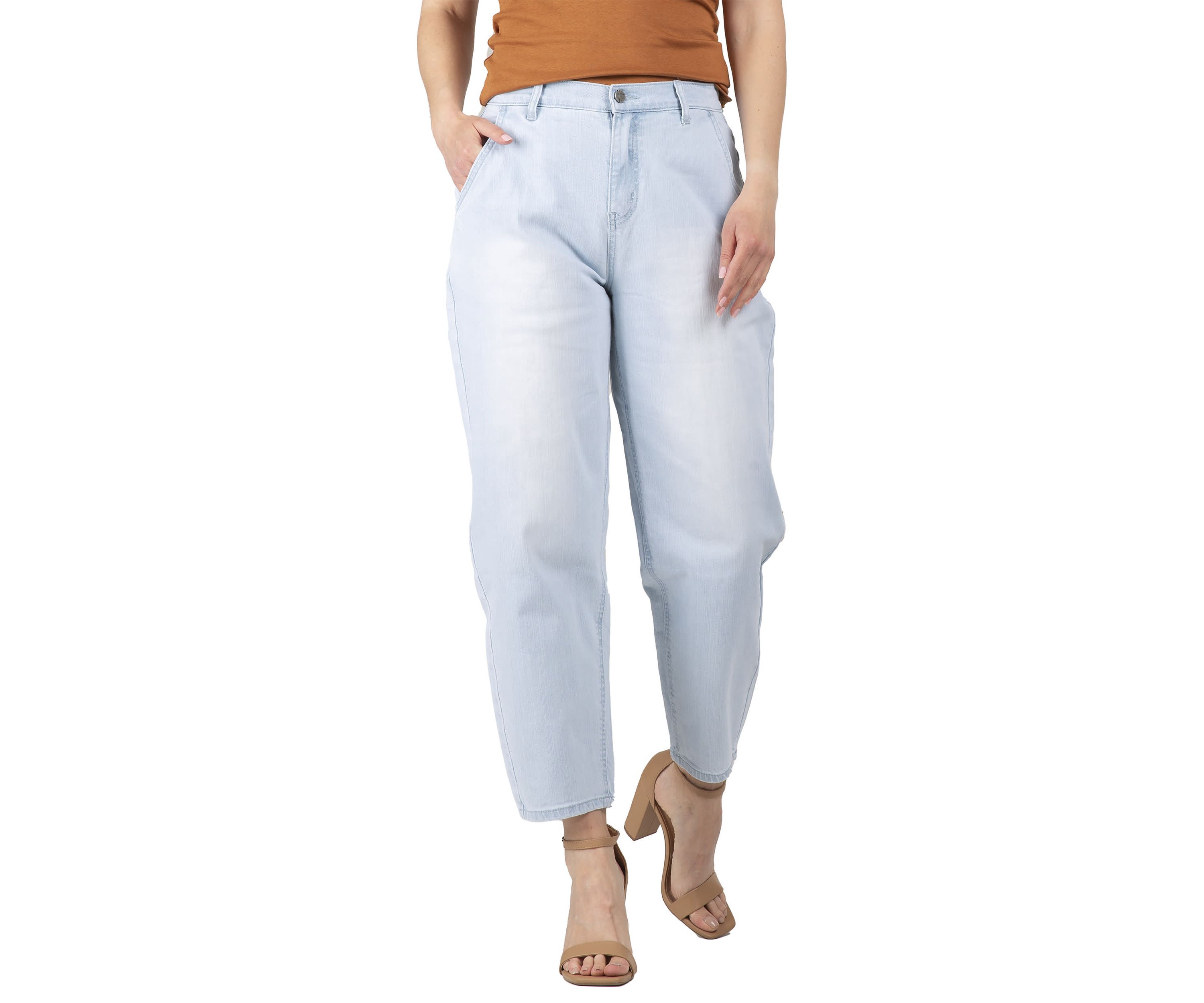 High Rise Easy Fit Cropped Ankle Jeans