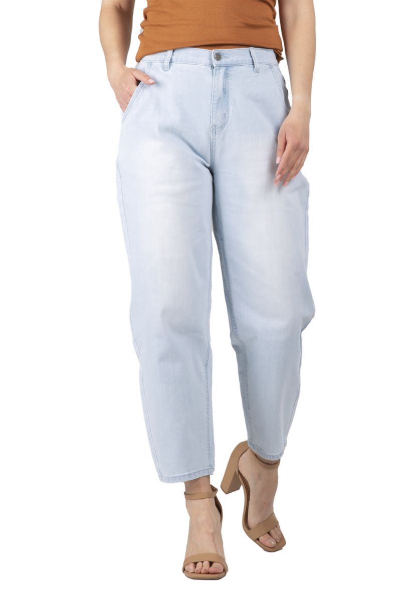High Rise Easy Fit Cropped Ankle Jeans