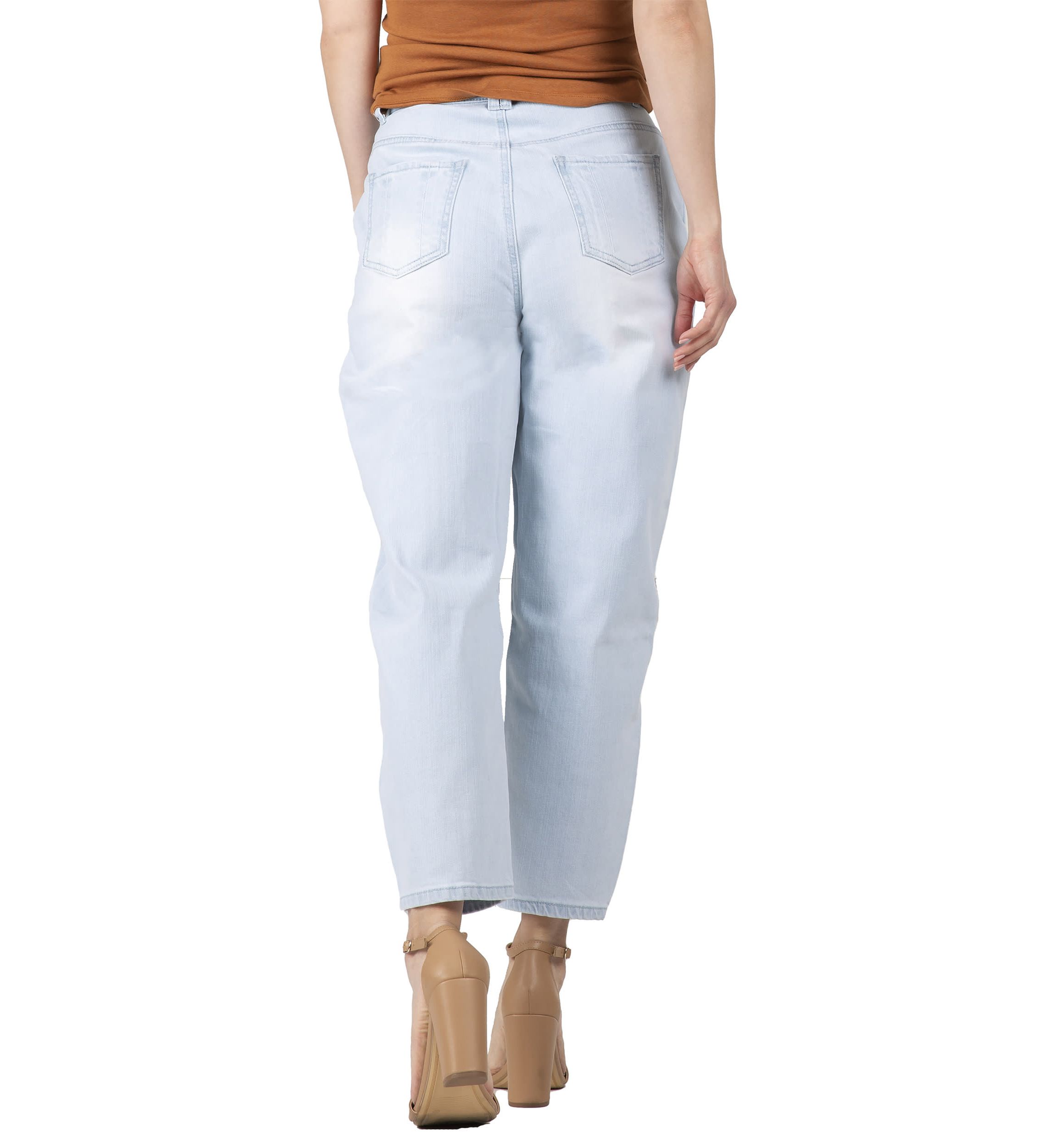 High Rise Easy Fit Cropped Ankle Jeans