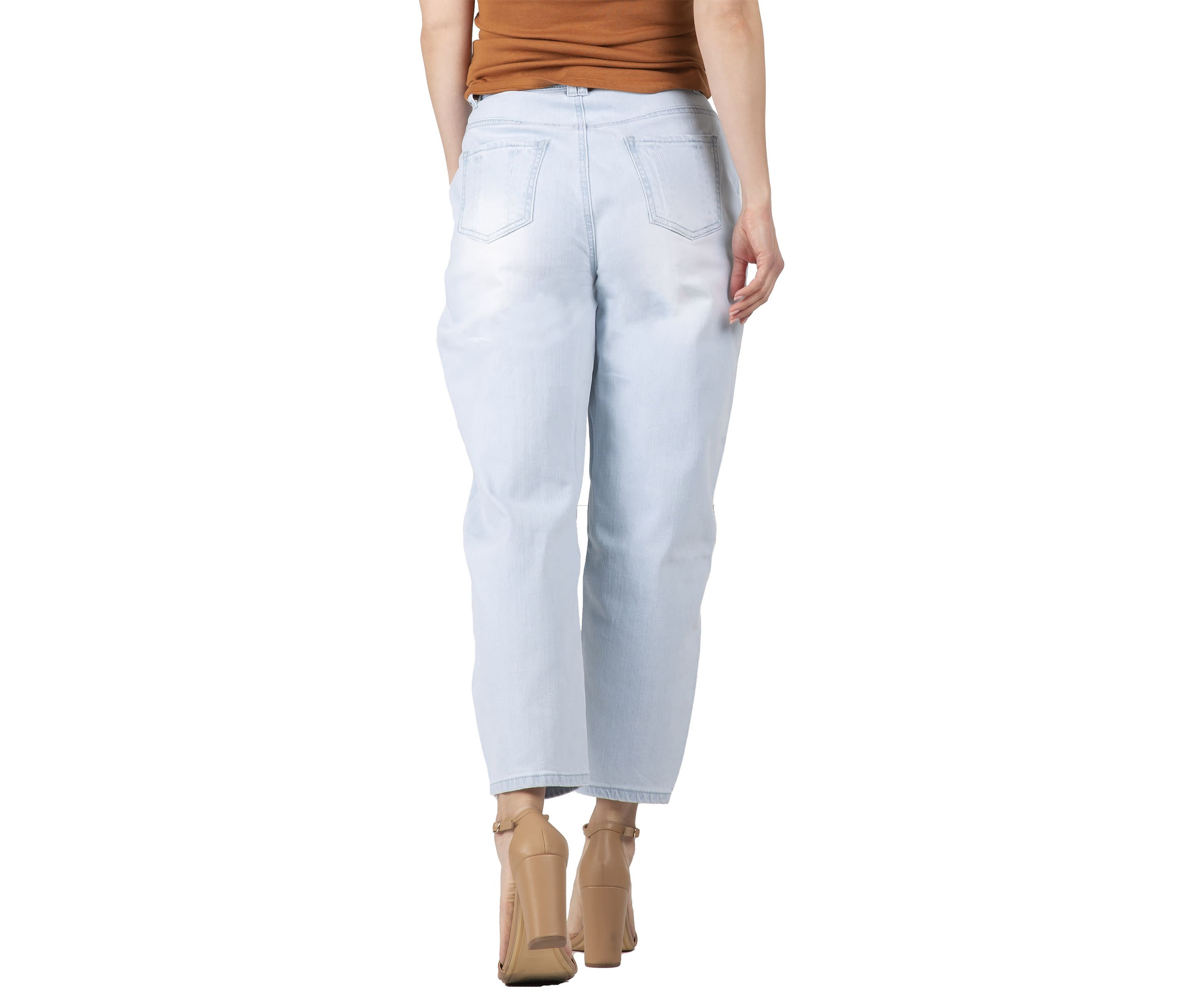 High Rise Easy Fit Cropped Ankle Jeans