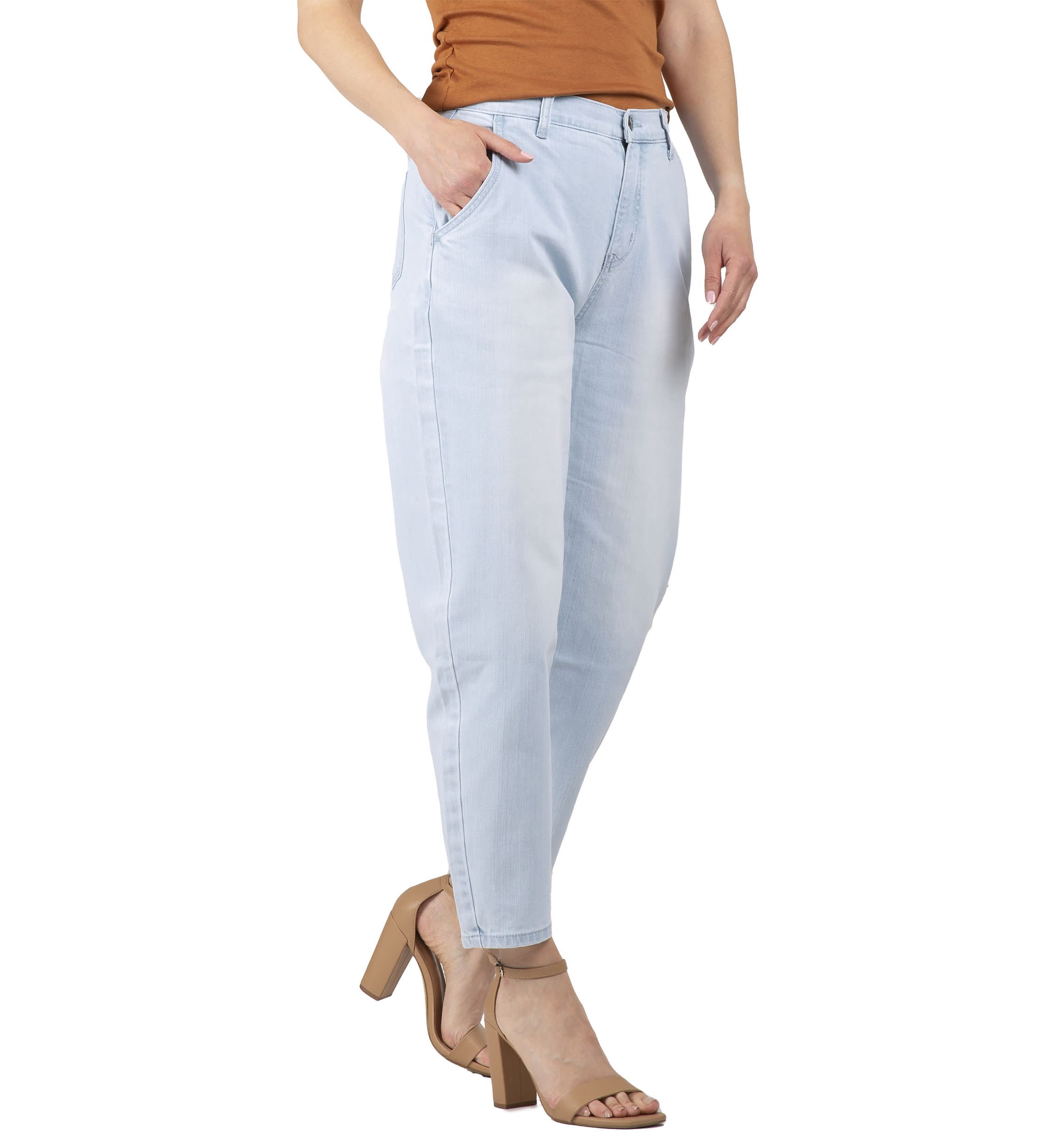 High Rise Easy Fit Cropped Ankle Jeans