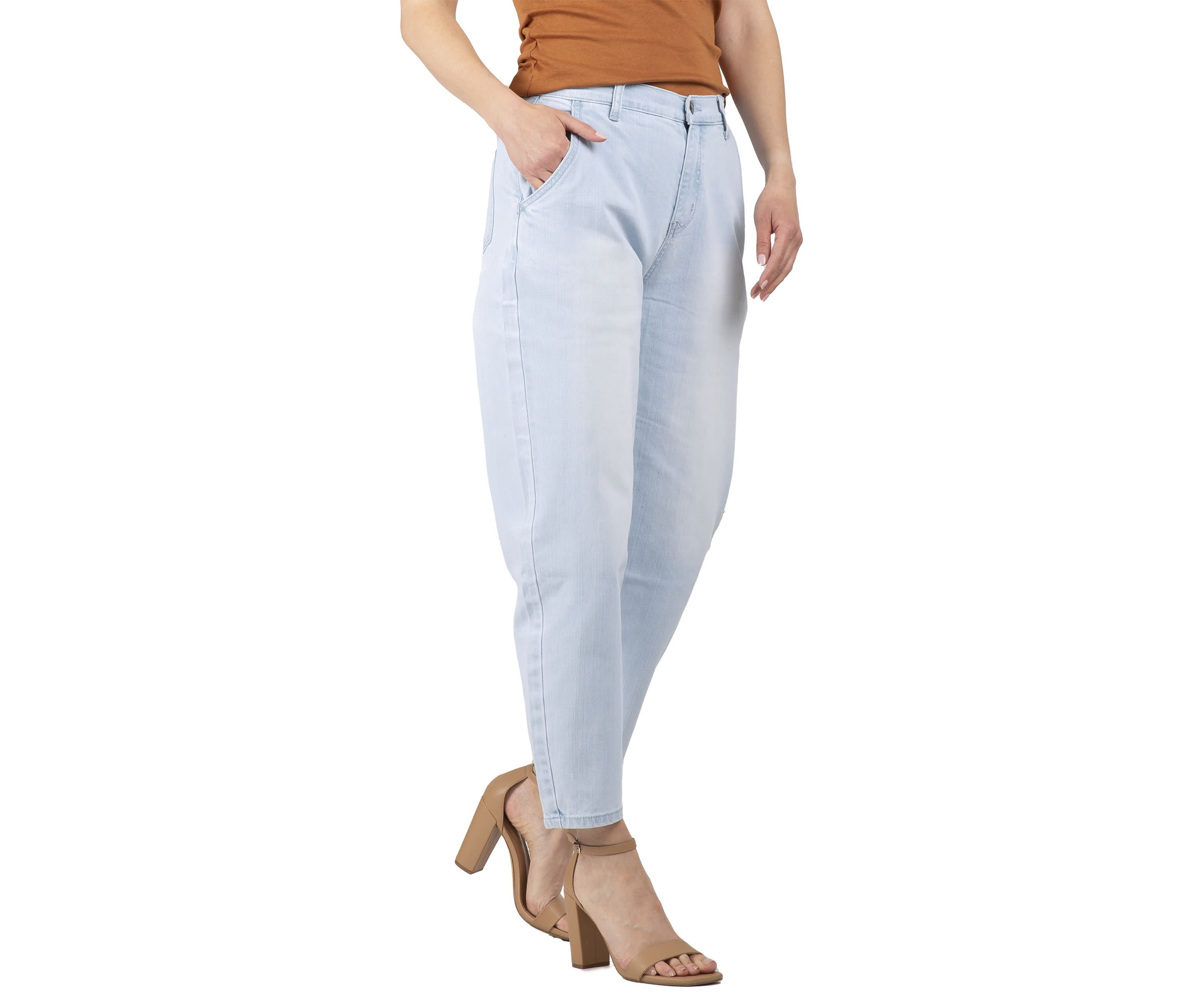 High Rise Easy Fit Cropped Ankle Jeans