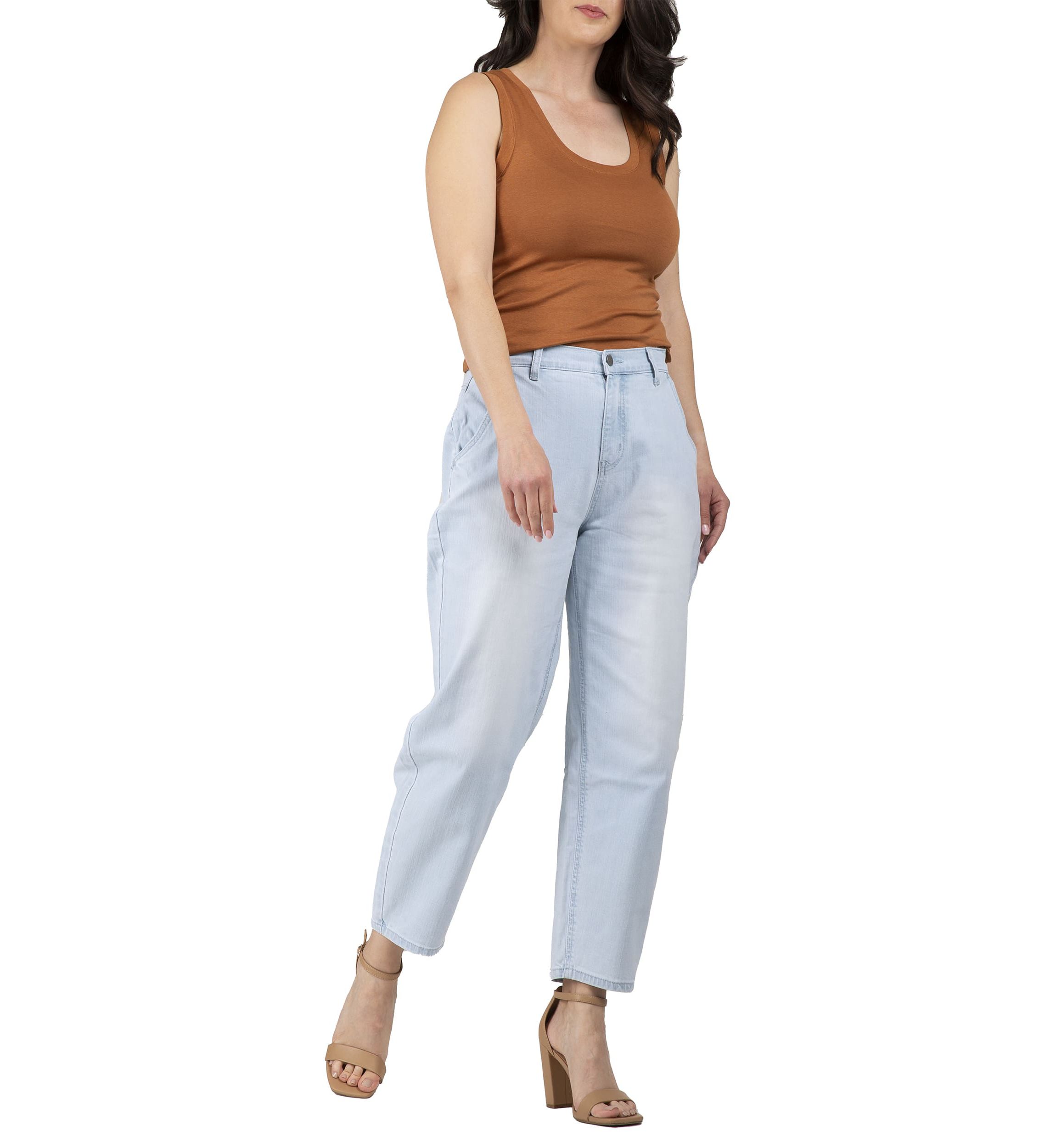 High Rise Easy Fit Cropped Ankle Jeans