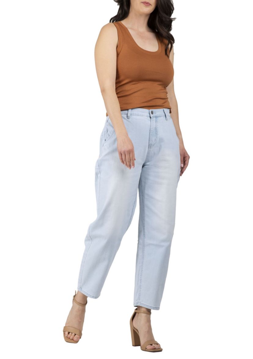 High Rise Easy Fit Cropped Ankle Jeans