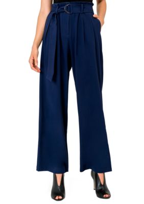 Standards and Practices Women's Francesca D-Ring Belted Pants, Navy Blue, 10