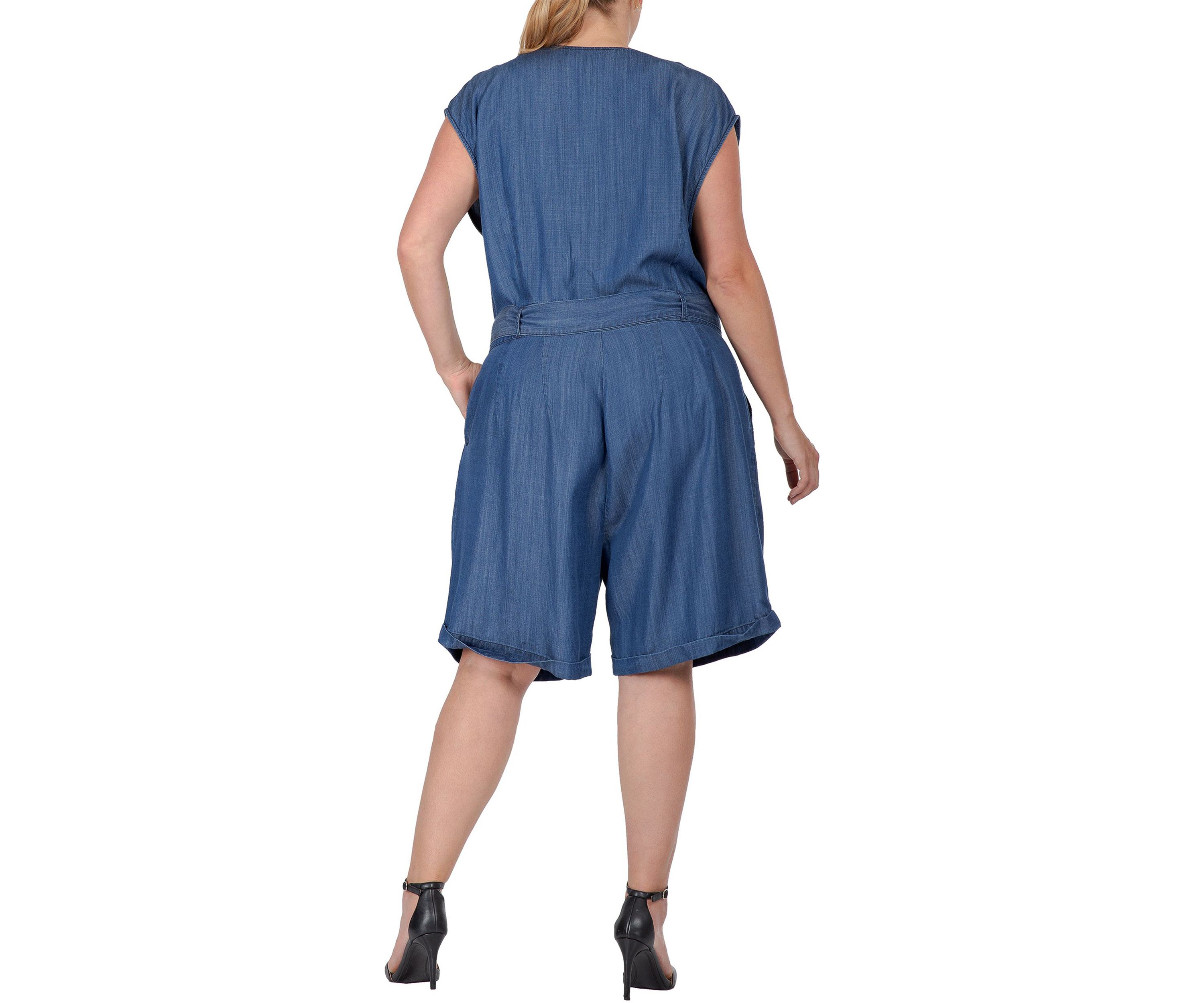 Women Plus Size Cap Sleeve V-neck Front Tie Romper